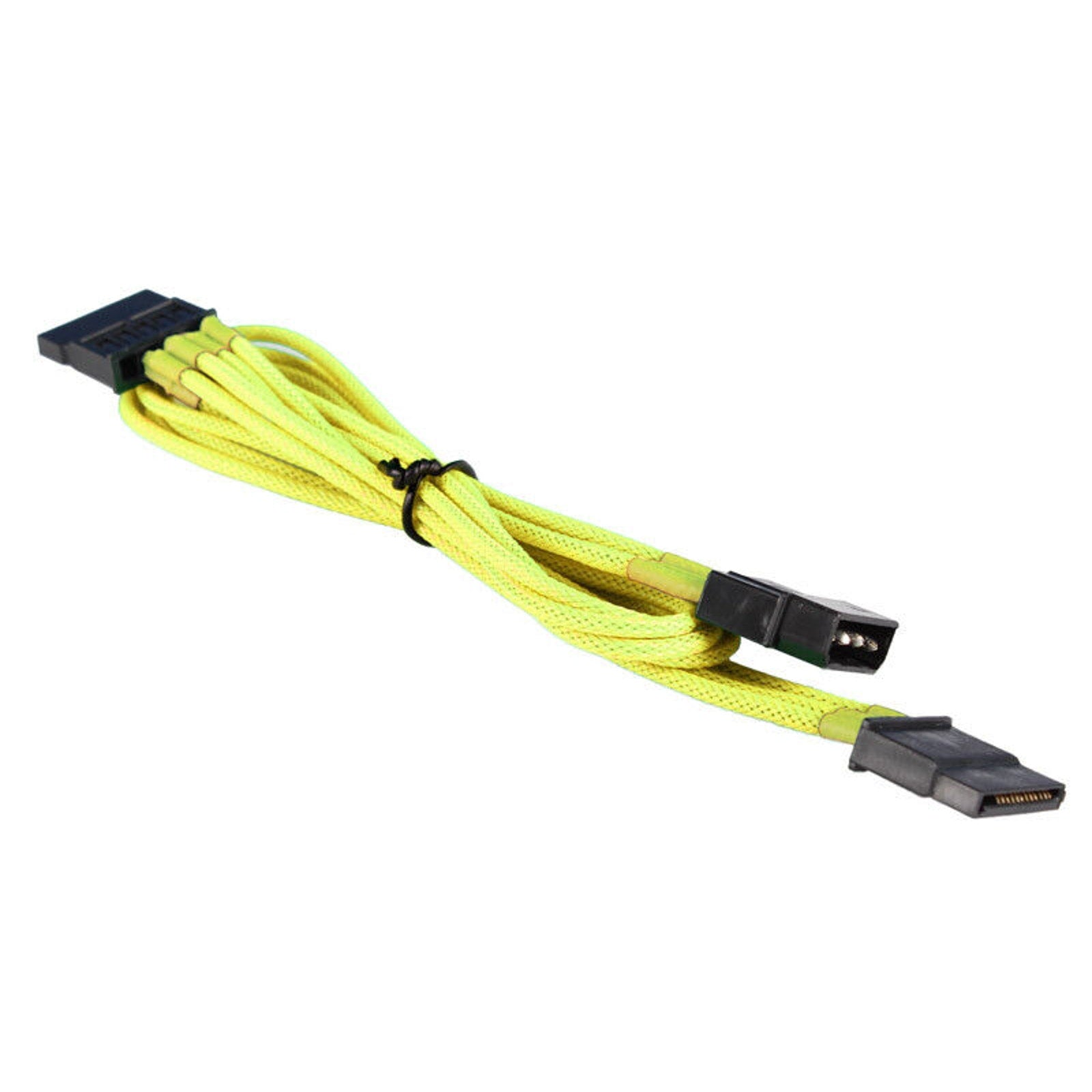 4-pin LP4 Power to 2x SATA Power Adapter Cable - Braided - Yellow