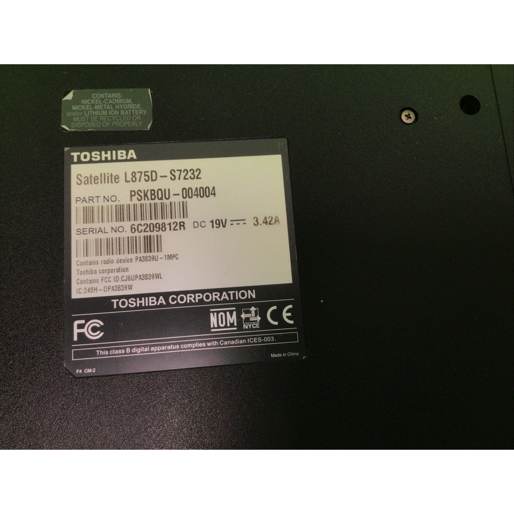 Toshiba Satellite L875D-S7232 AMD A8 4500M 16GB RAM 180GB SSD