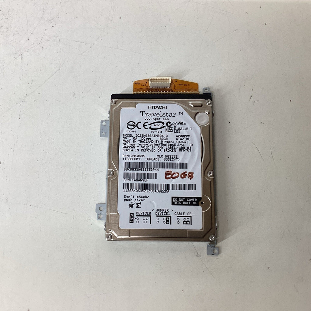 Hitachi Travelstar IC25N080ATMR04-0 80GB 4200RPM 2.5" IDE Laptop HDD - For Parts