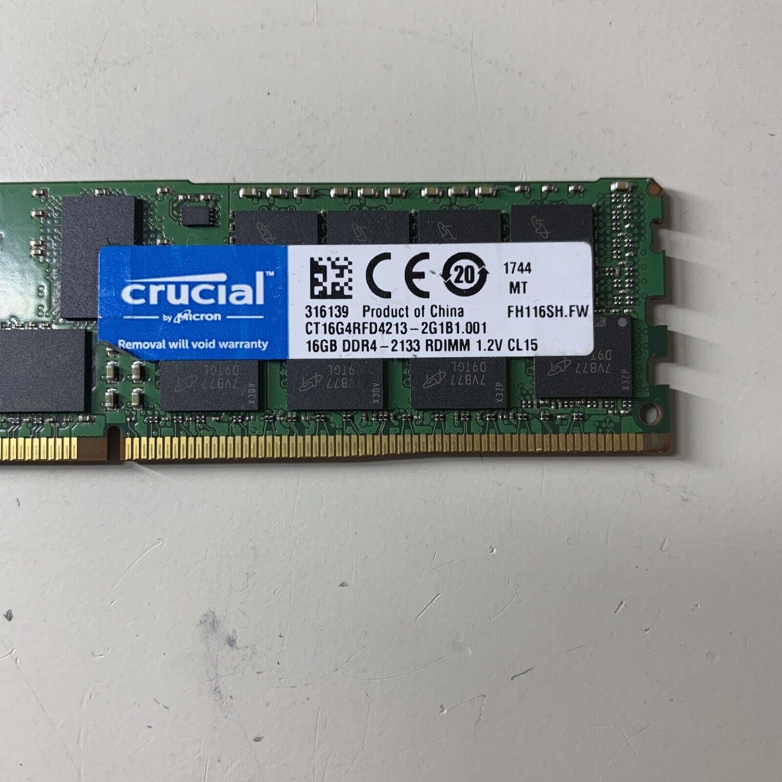 Crucial 16GB DDR4 2133MHz ECC-REG PC4-17000R 2RX4 1.2V CL15 Server RDIMM Memory