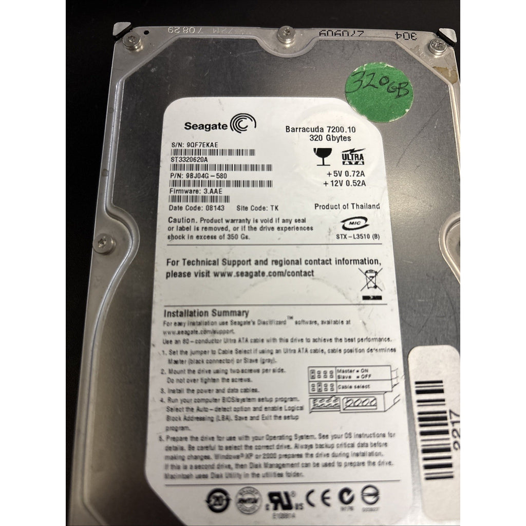 Seagate Barracuda 320GB 7200RPM IDE 3.5" (ST3320620A) HDD Hard Drive for PC