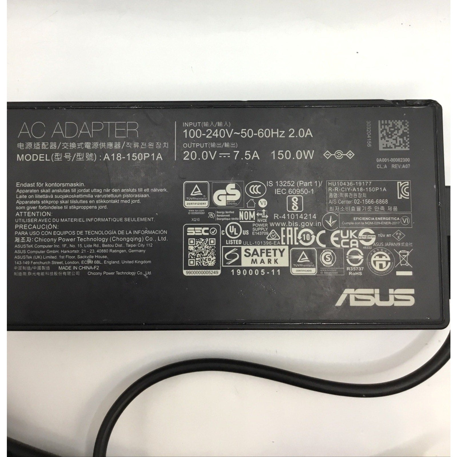 150W 4.5mm Power Adapter for ASUS Creator Laptop Q Q530 Q530V Q530VJ K6602ZE