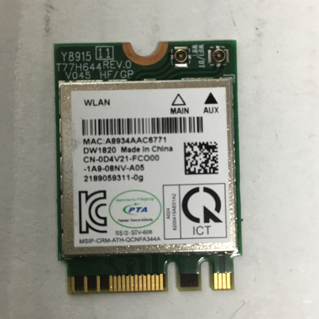 GENUINE DELL LATITUDE 5580 E5570 WIRELESS WIFI CARD DW1820 D4V21 0D4V21 WS