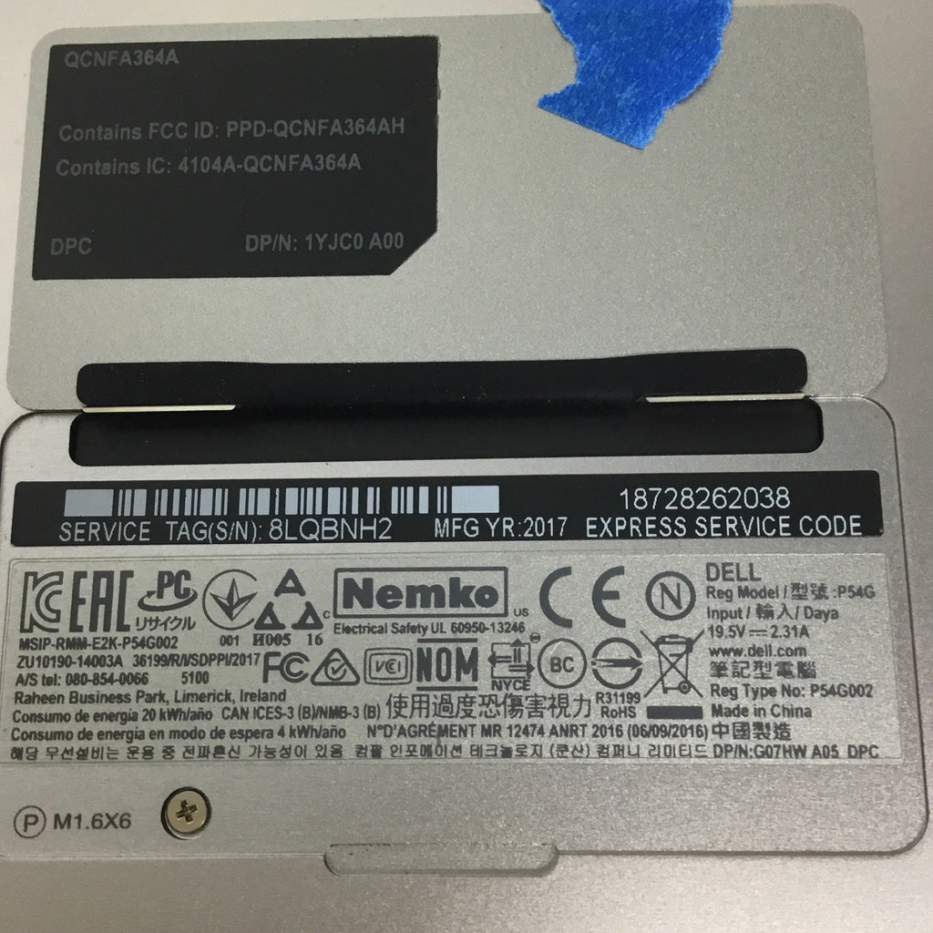 FOR PARTS Dell XPS P54G 13" Laptop, i5-7th Gen, No SSD READ DESC