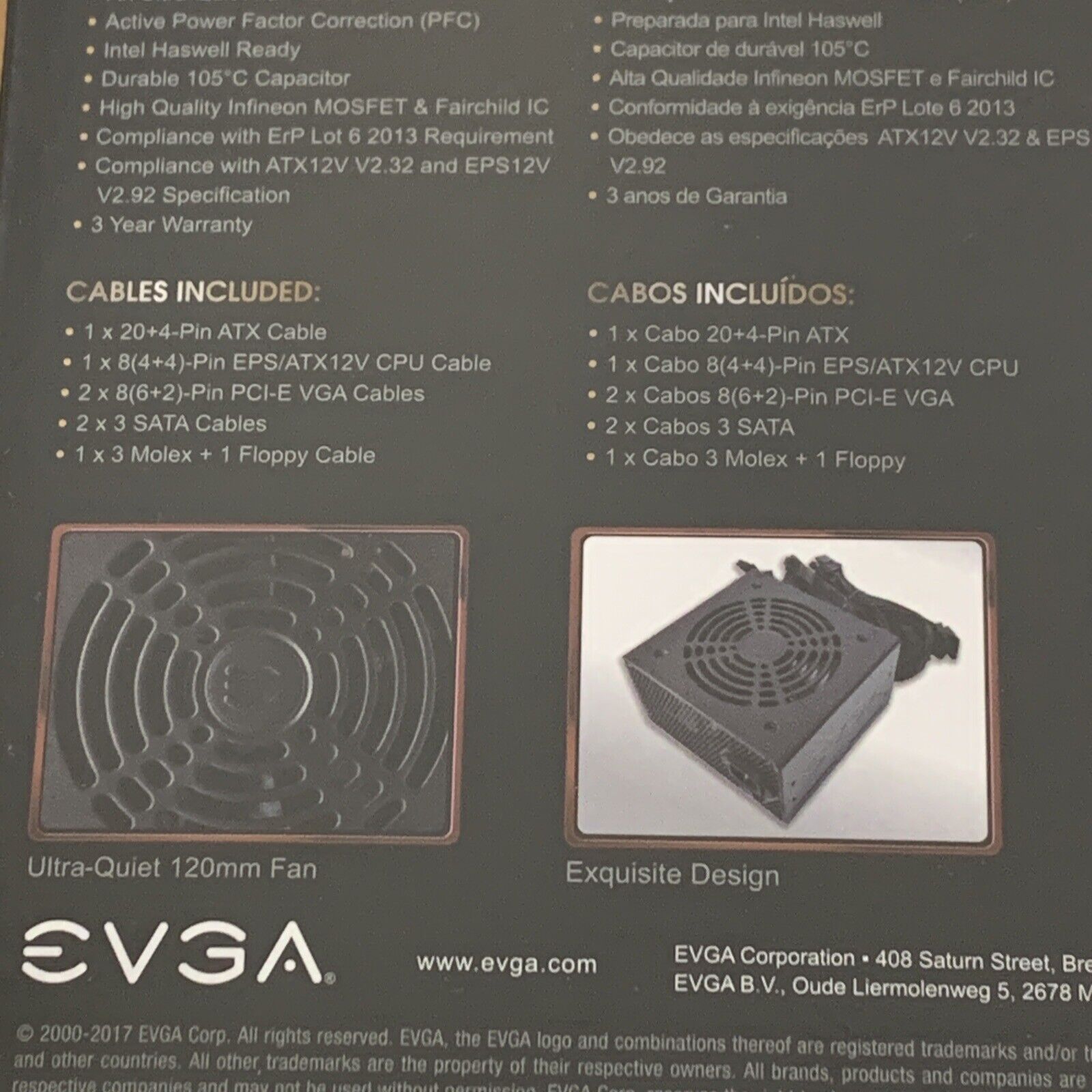 EVGA 500 BT, 80+ Bronze, 500W, Power Supply 100-BT-0500-K1 - Brand New