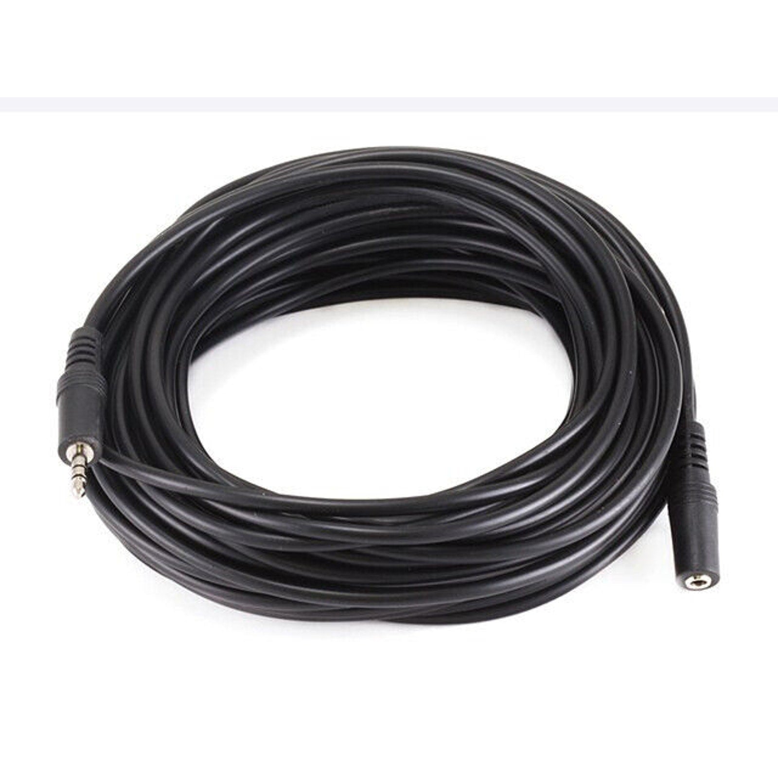 50ft 3.5mm Stereo Plug/Jack M/F Cable - Black - 50 Feet