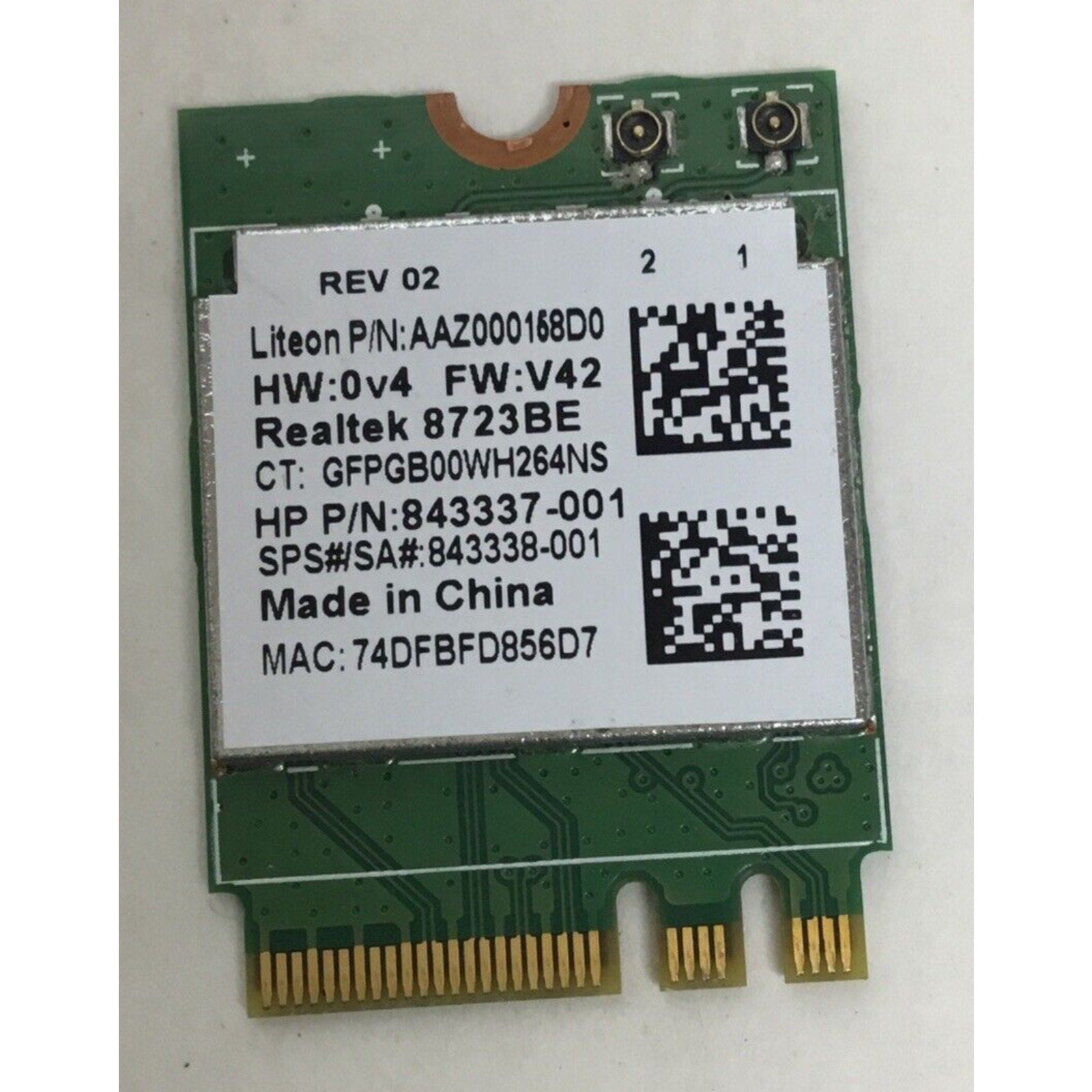 843337-001 HP OEM 843338-001 Realtek RTL8723BE 802.11bgn BT NGFF mini HH