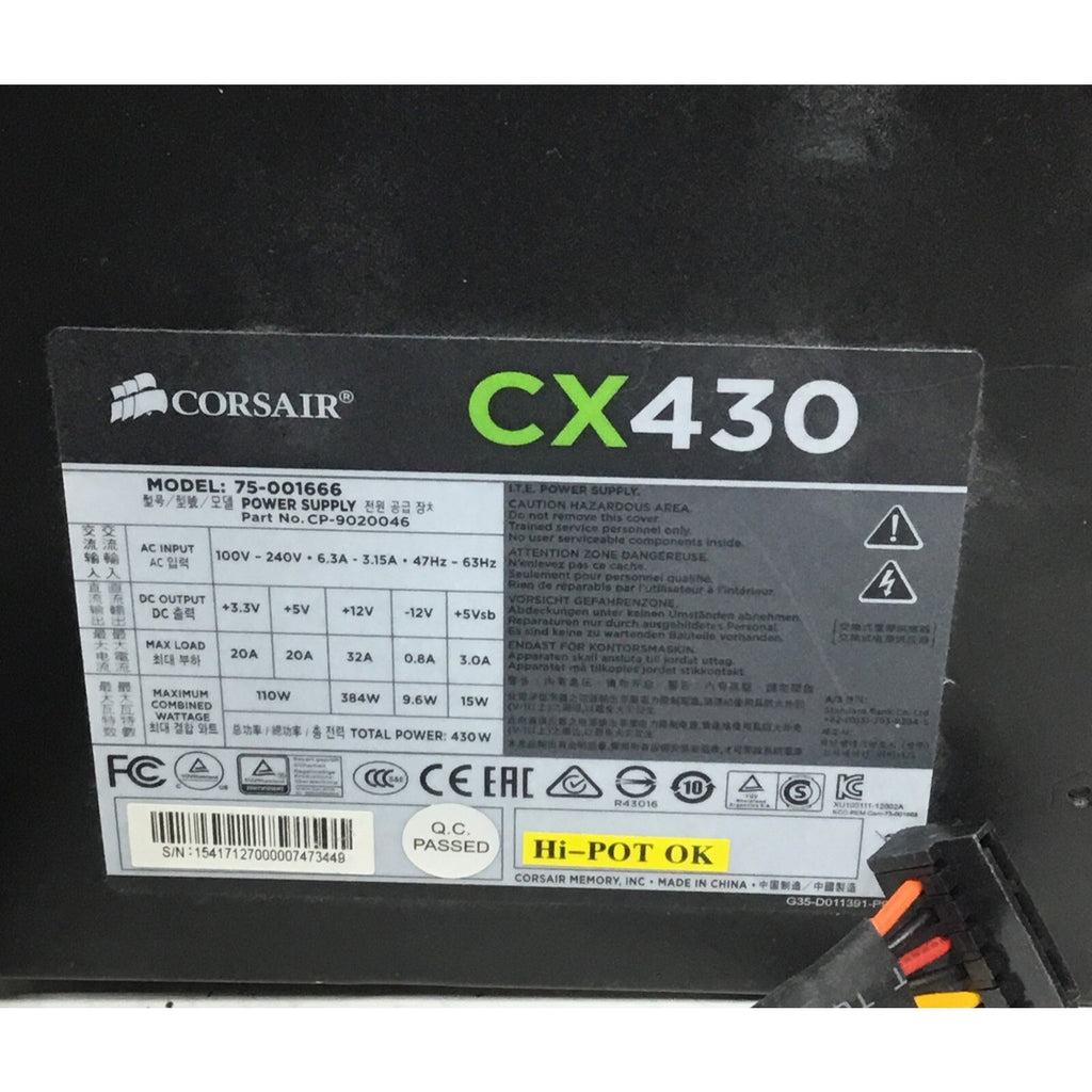 For Parts Corsair CX430 75-001666 430W ATX Desktop Power Supply