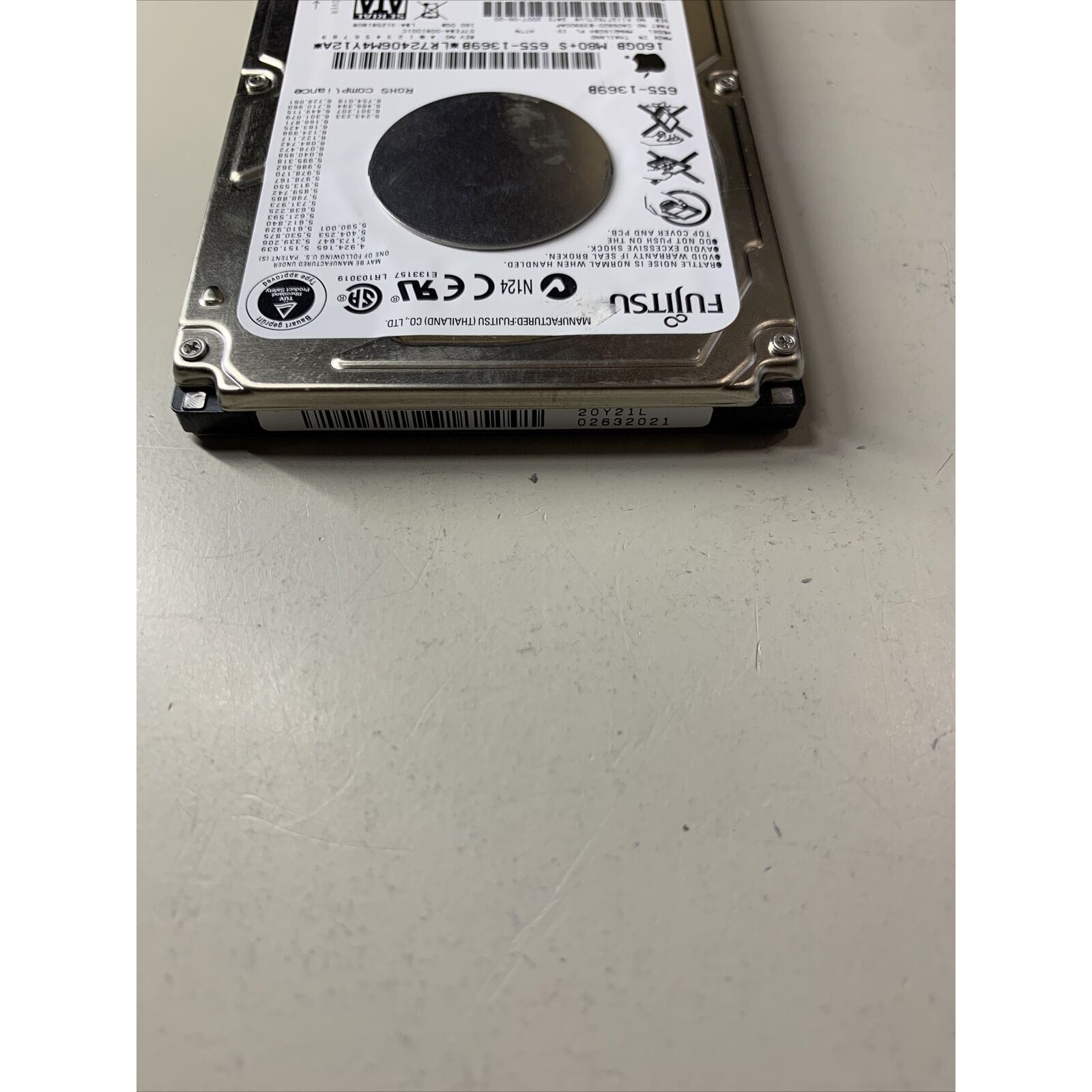 Fujitsu MHW2160BH PL 160GB 2.5" SATA Apple HDD 655-1369B 07FD9A CA06820-B39900AP