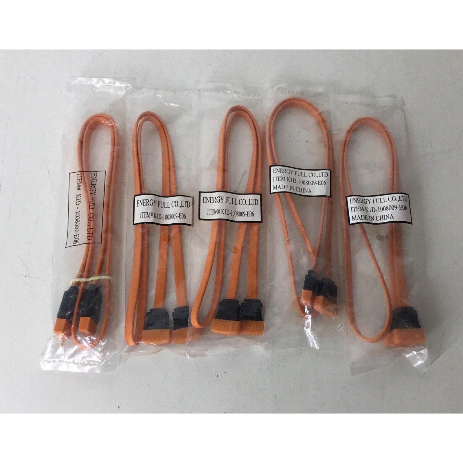 Lot Of 5 - Energy Full K1D-1008002-E06 Orange ATA SATA Cable