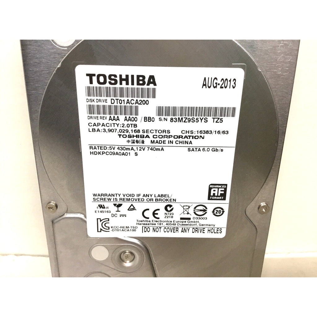 Toshiba 2TB HDD 7200RPM 64MB Cache SATA III 6.0Gb/s 3.5" Hard Drive DT01ACA200