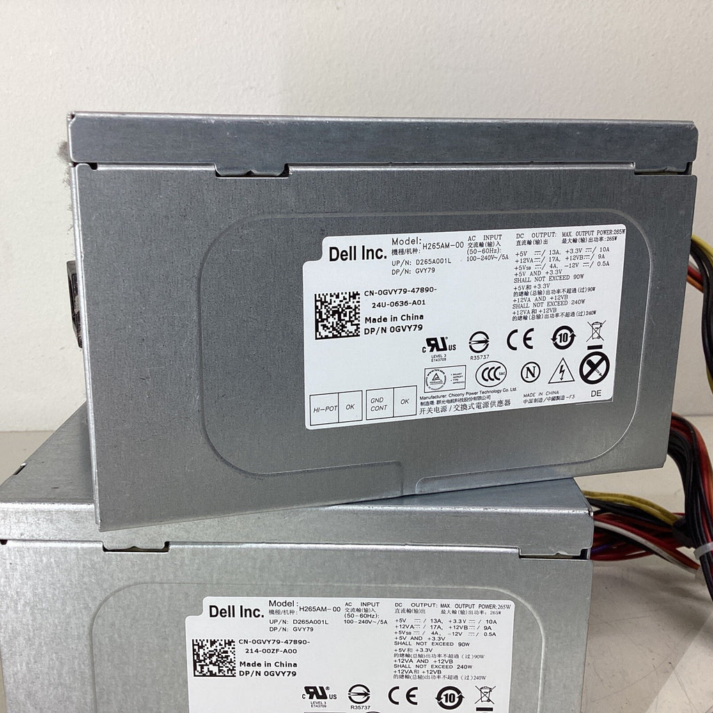Lot of 2 - Dell 265W ATX Desktop Power Supply 0GVY79 GVY79 H265AM-00