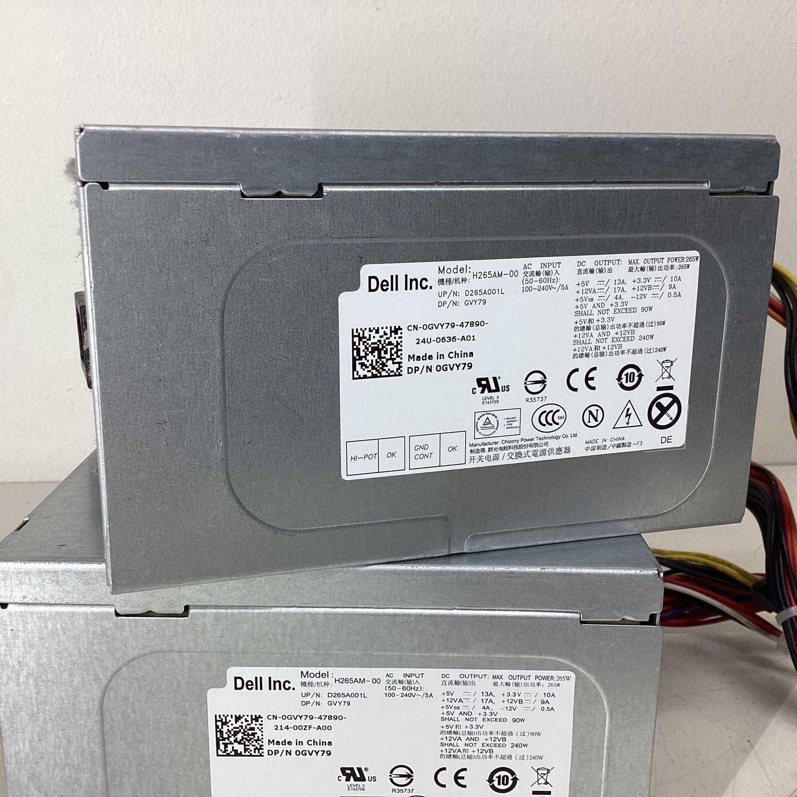 Lot of 2 - Dell 265W ATX Desktop Power Supply 0GVY79 GVY79 H265AM-00