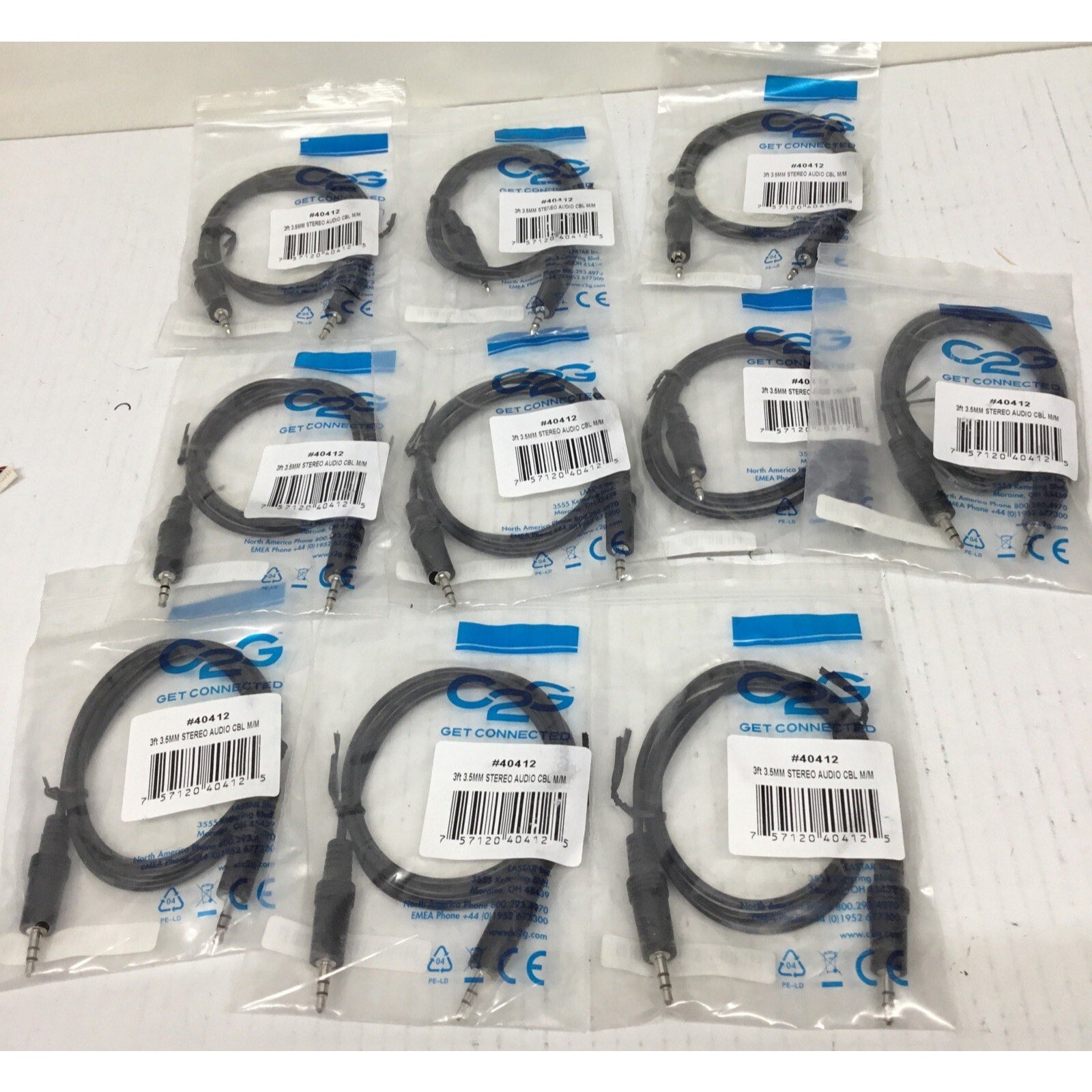 Lot of 10 3.5mm Audio Extension Cable Stereo Cord Male to Male