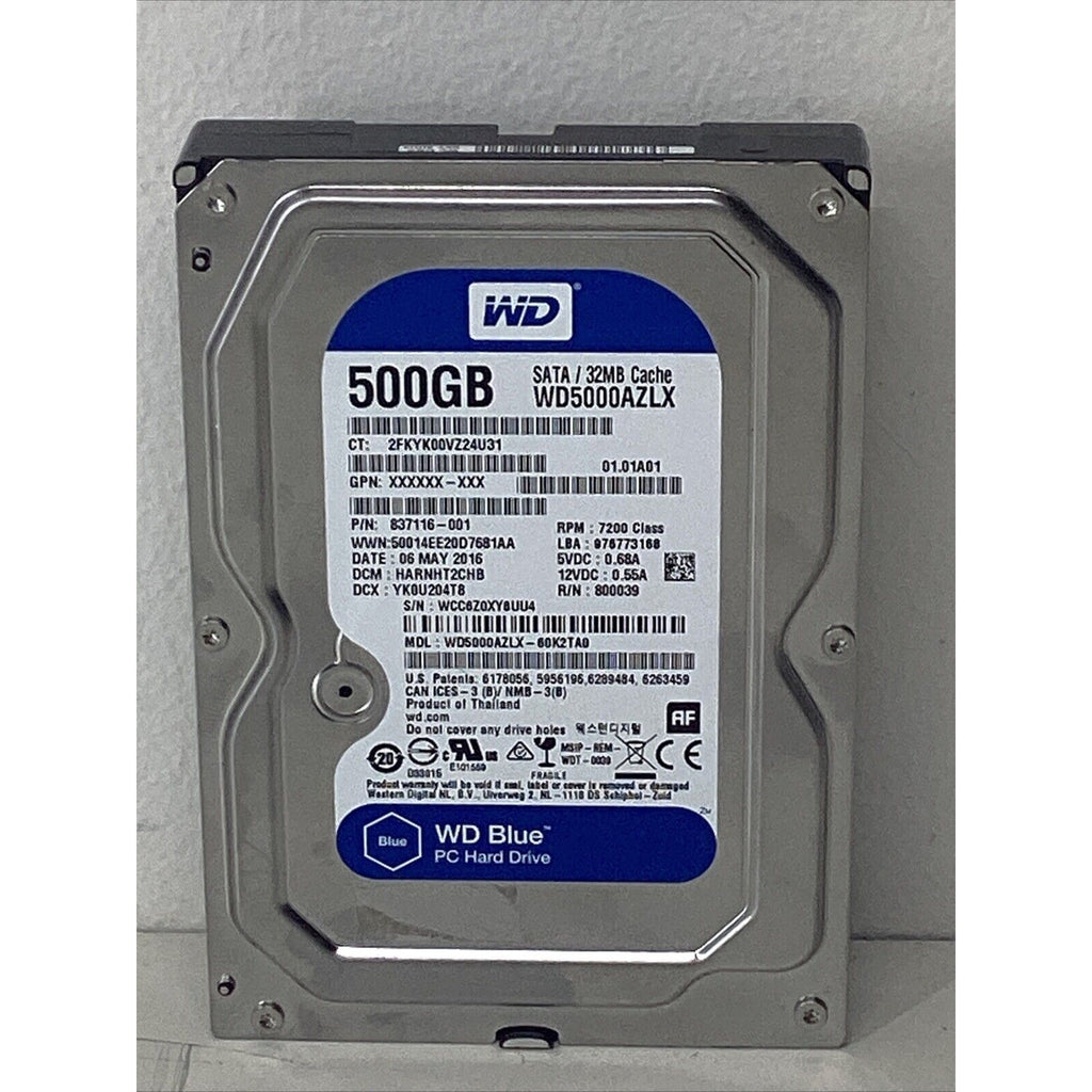 Western Digital WD5000AZLX 3.5" 500GB 7200 32MB 6Gbps SATA HDD Hard Drive