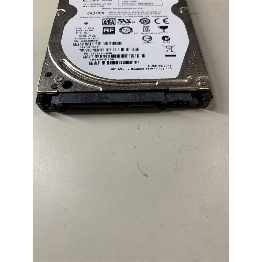 SEAGATE 320Gb 2.5" HARD DRIVE ST320LT007 9ZV142-036 0007DEM1 034C6N 7200rpm
