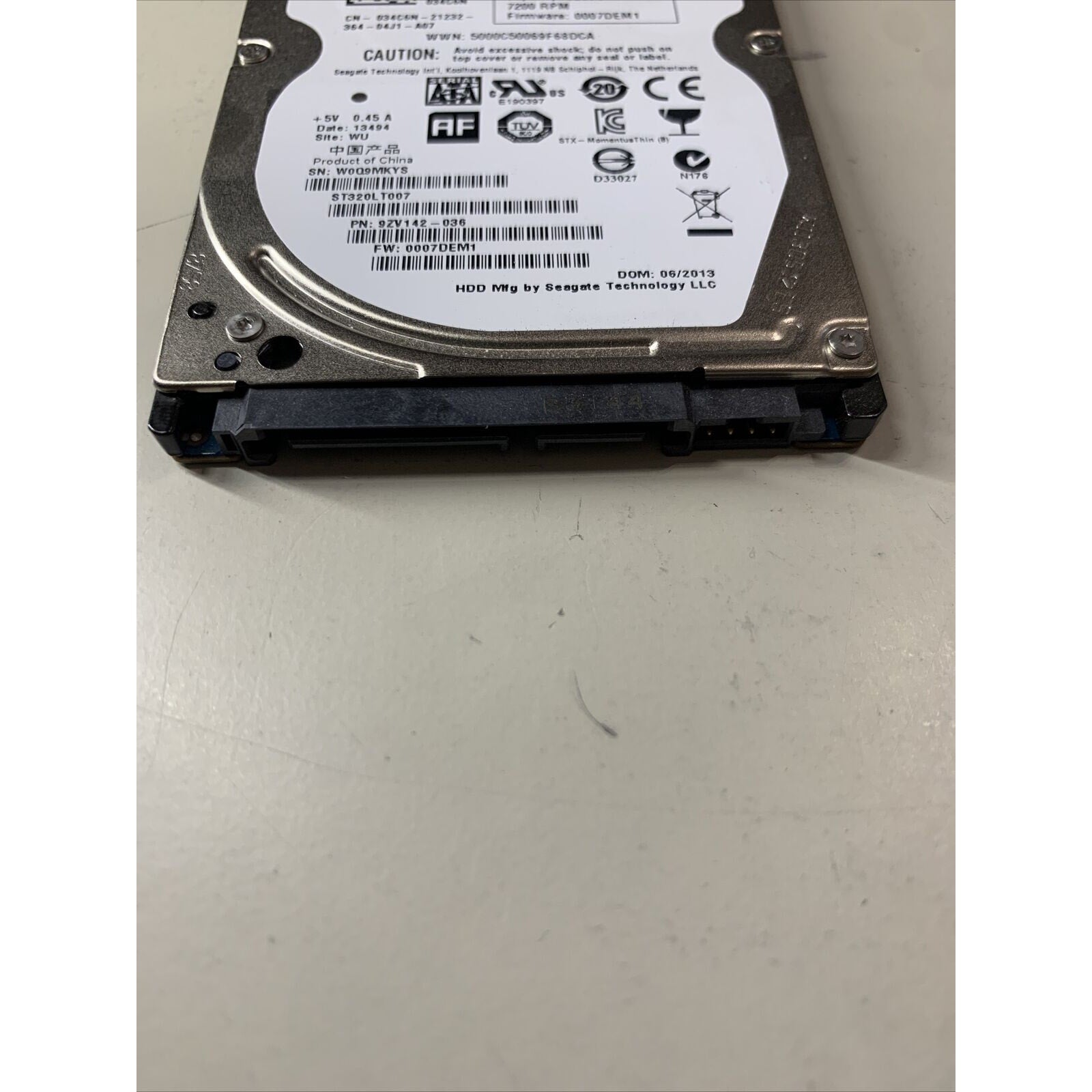 SEAGATE 320Gb 2.5" HARD DRIVE ST320LT007 9ZV142-036 0007DEM1 034C6N 7200rpm