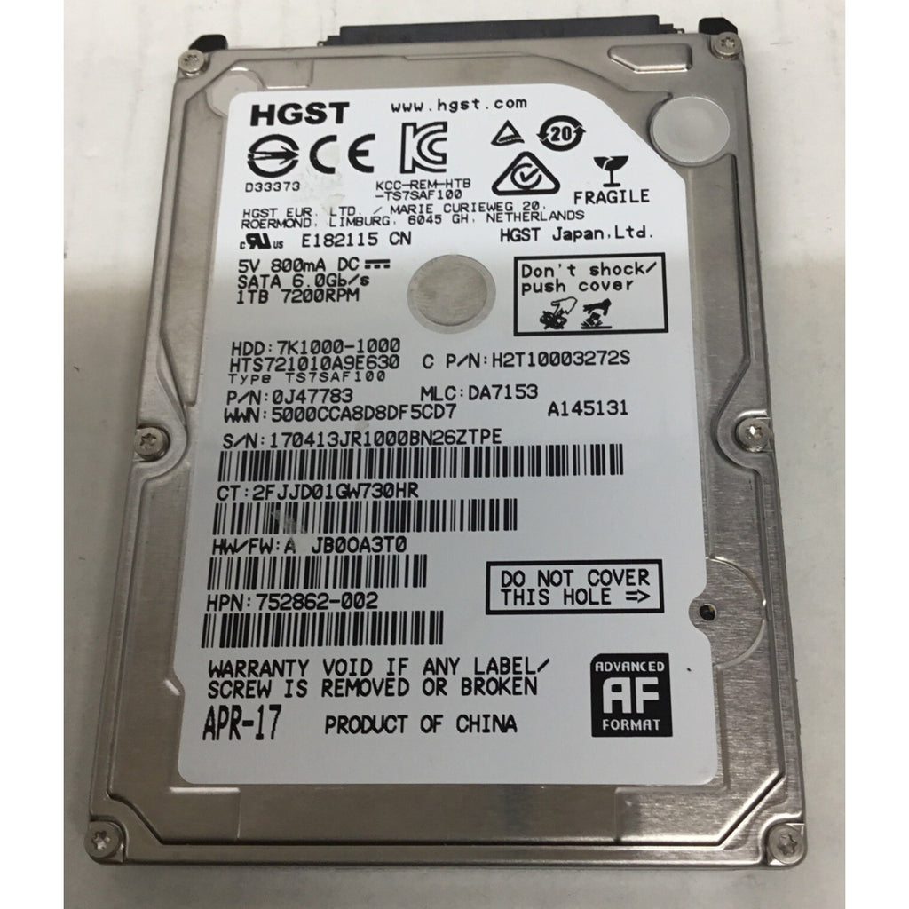 HGST 1TB HDD SATA 6.0Gb/s 7200RPM 0J47783 HTS721010A9E630