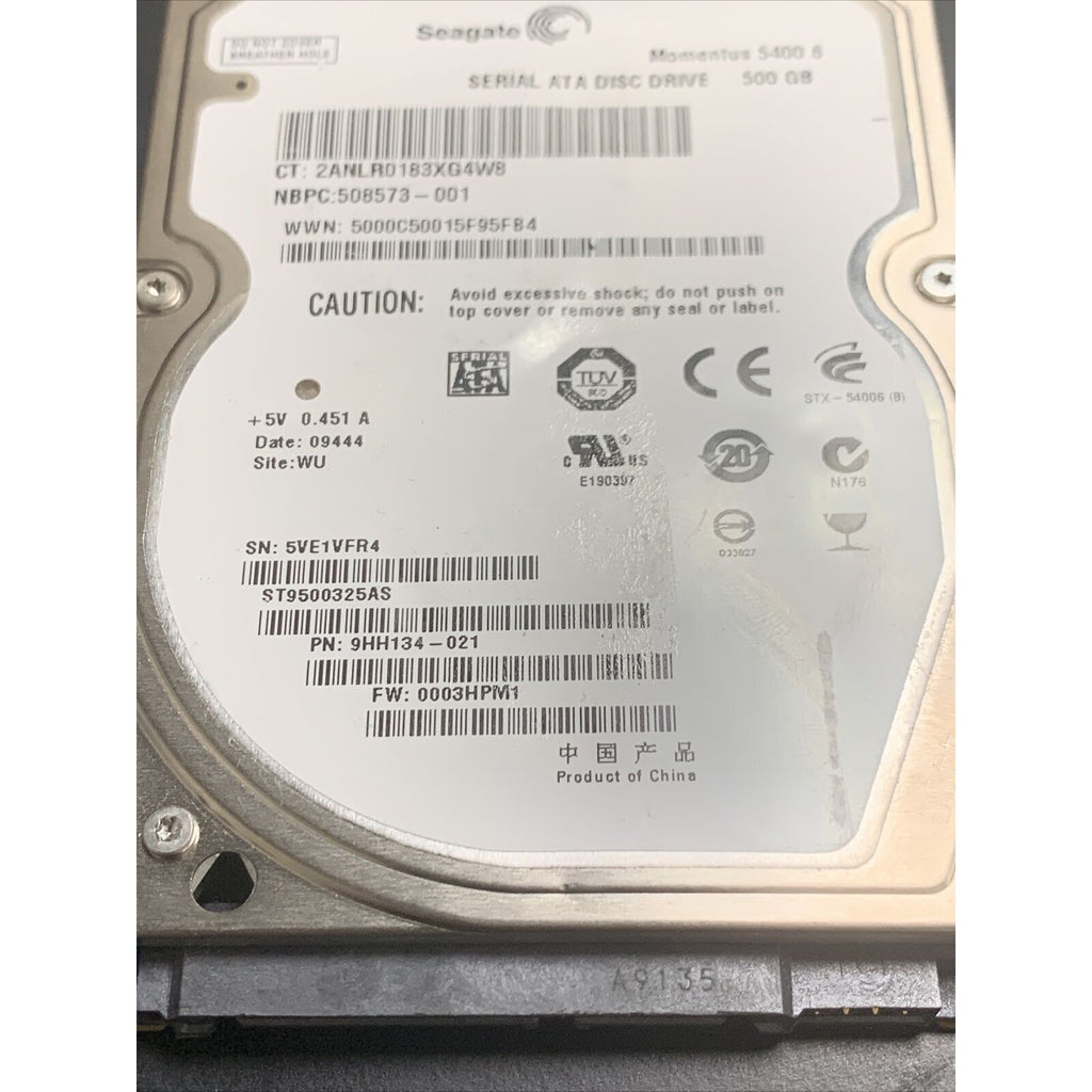 Seagate ST9500325AS P/N:9HH134-021 FW:0003HPM1 Laptop 500GB 2.5" SATA HDD