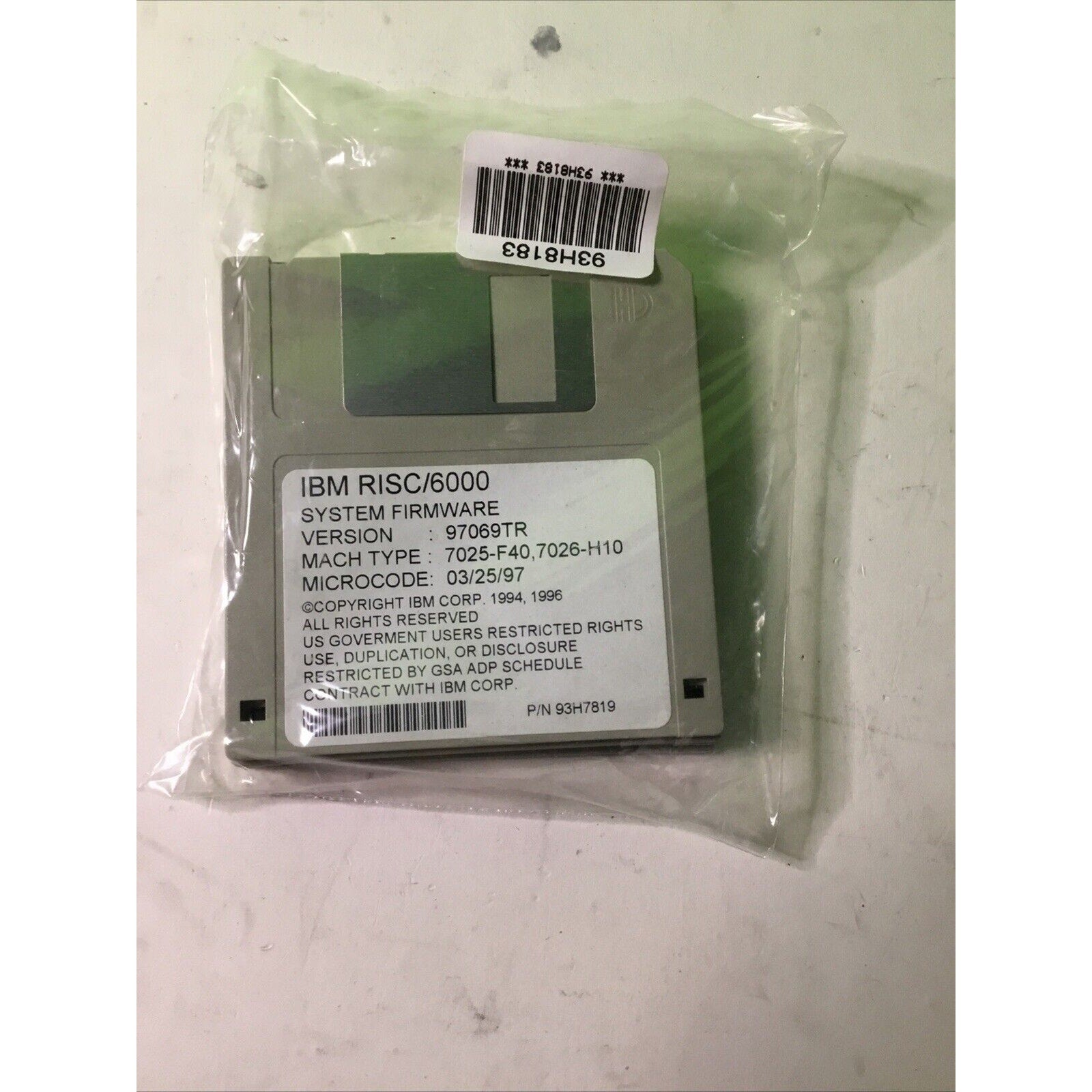 IBM P97069tr Risc/6000 System Firmware Floppy Disk Software