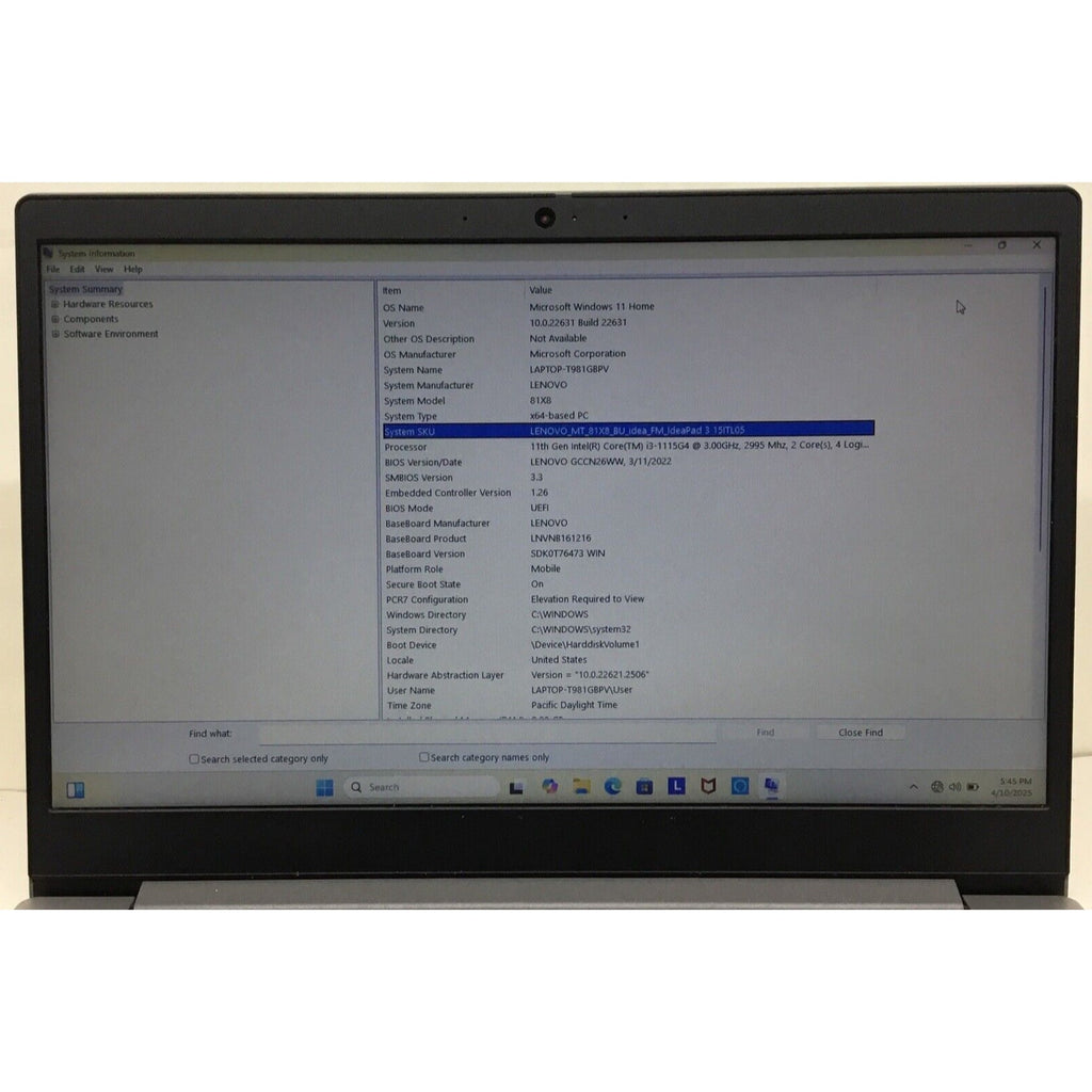 Lenovo IdeaPad 3-15ITL05 15.6"HD Touch i3-1115G 3GHz 8GB 256GB SSD