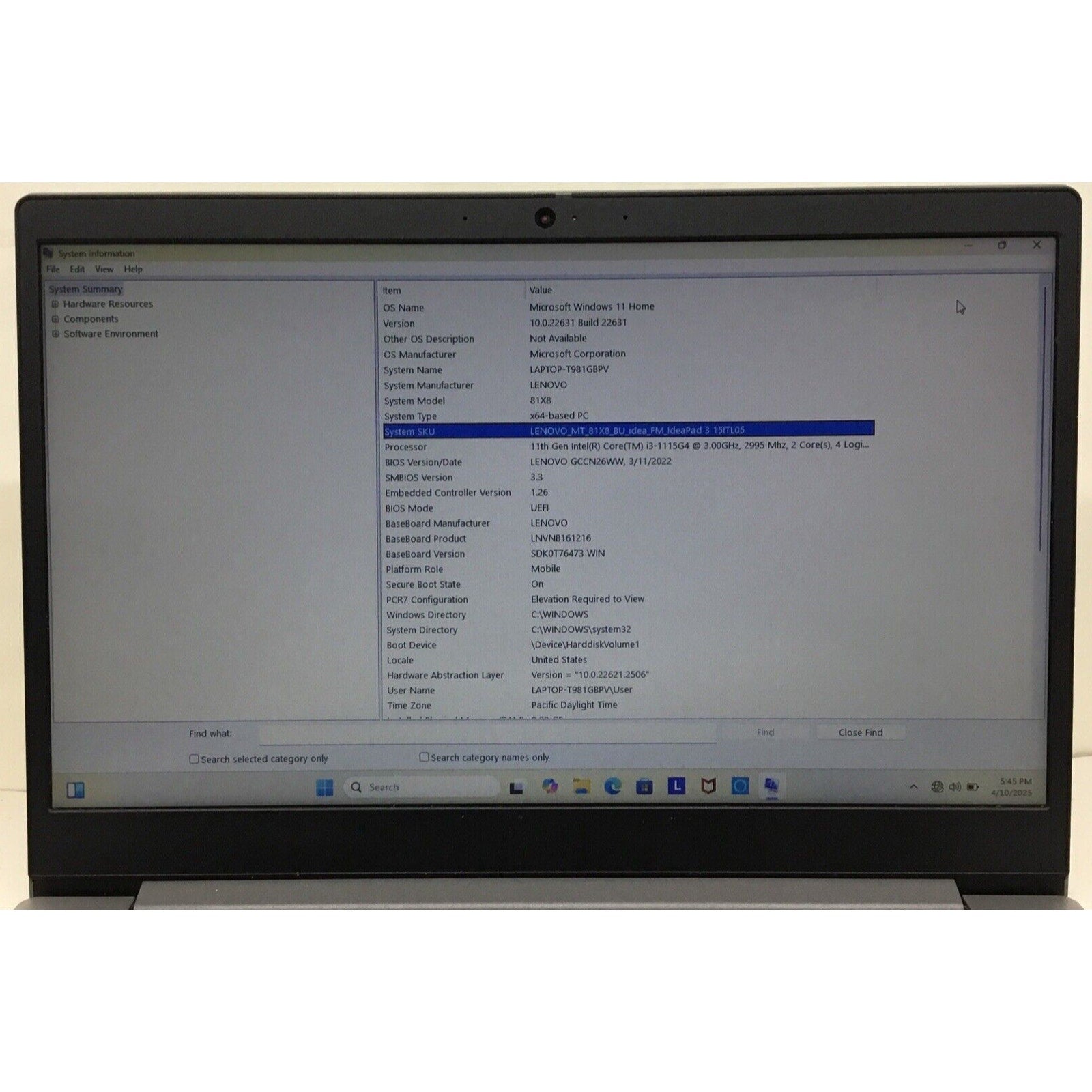 Lenovo IdeaPad 3-15ITL05 15.6"HD Touch i3-1115G 3GHz 8GB 256GB SSD
