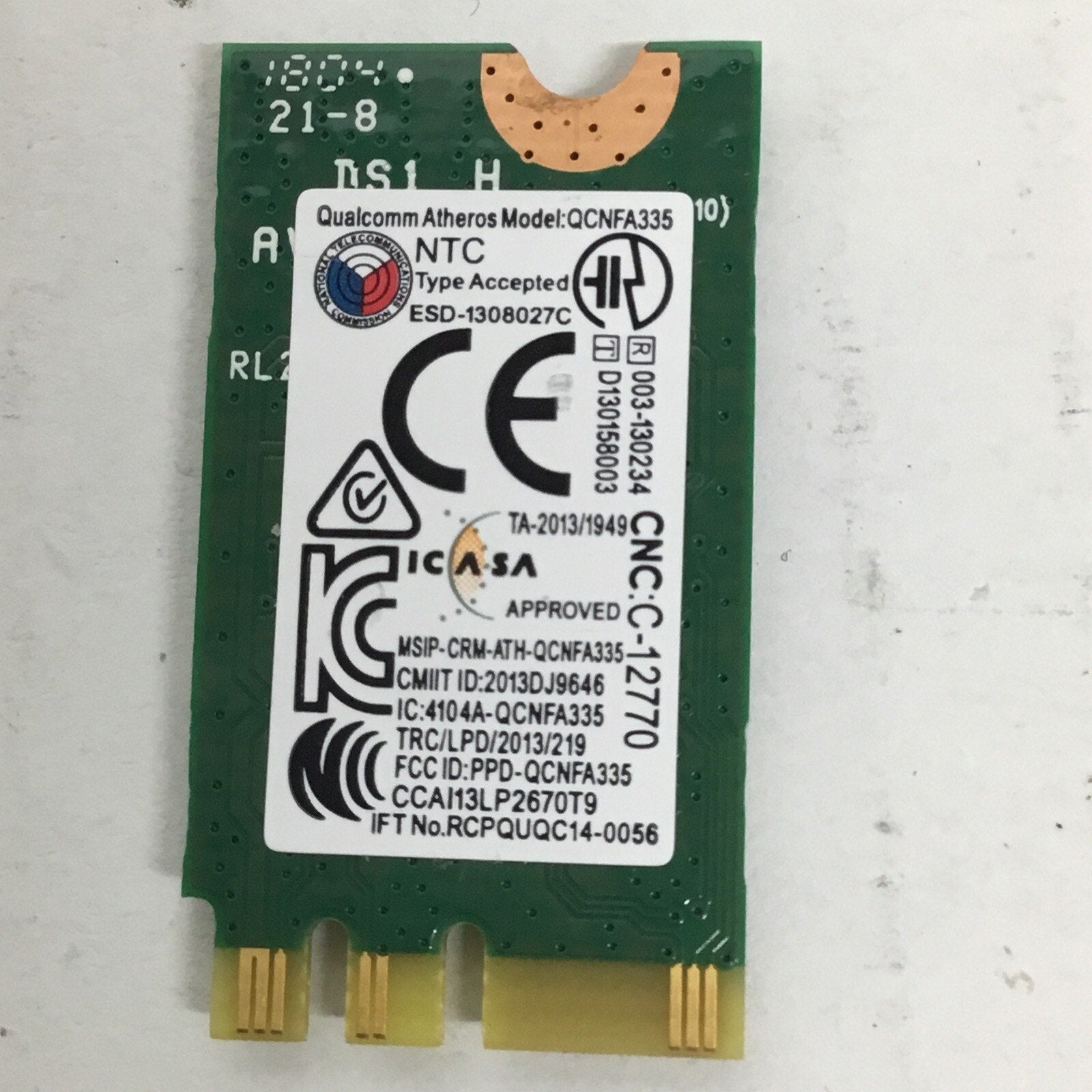 Genuine Dell Wireless Bluetooth WiFi WLAN Card QCNFA335 - 0YCM9R