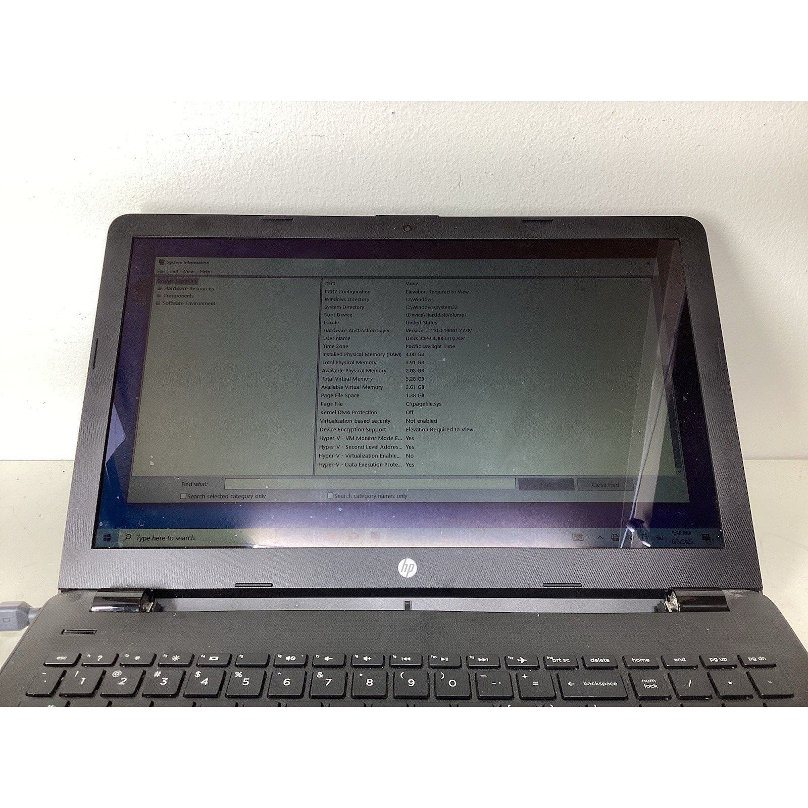HP Laptop 15-BS020WM Pentium N3710 1.6GHz 4GB RAM 500GB HDD No Battery-For Parts