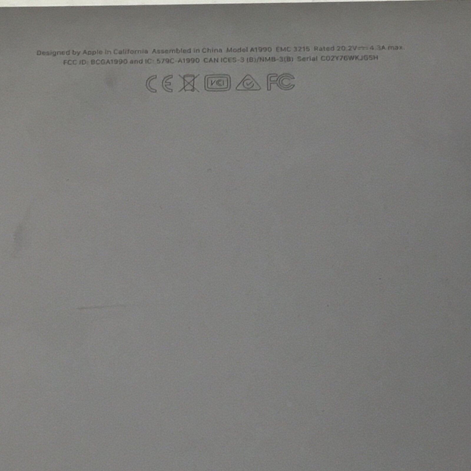 613-06939-A MacBook Pro 15 2018 2019 A1990 Bottom Case Cover Silver Genuine