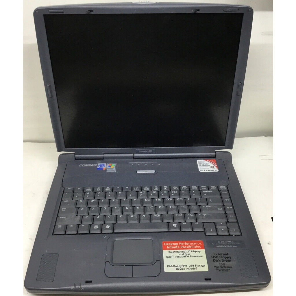 Vintage Compaq Presario 3000 Laptop Pentium 4 No Adapter / No HDD / READ DESC