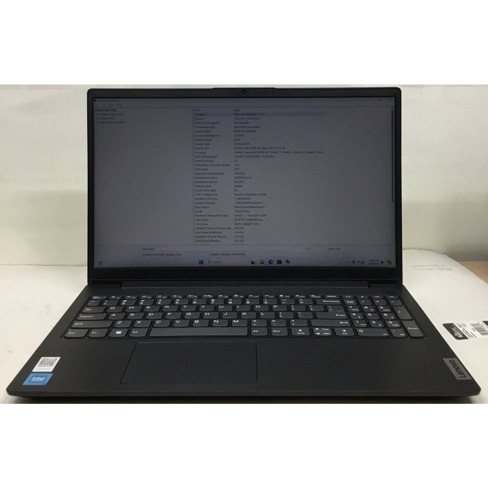 LENOVO 82QY00PHSA V15 G2 IJL 15.6" FHD N4500 1.1GHz Intel UHD Graphics 16GB RAM