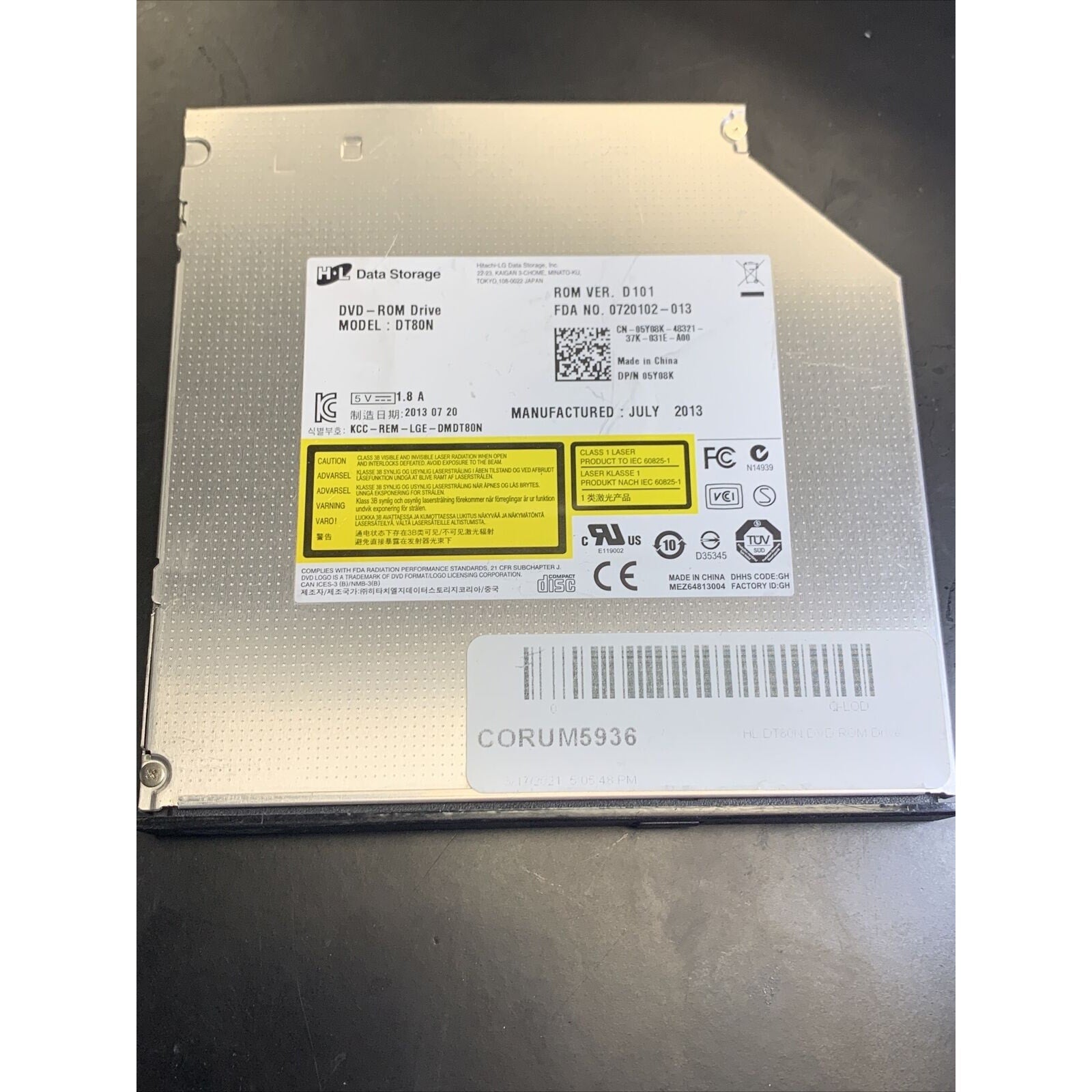 DELL OPTIPLEX 7010 SFF SATA DVD-ROM W/BEZEL 5Y08K DT80N 12.7MM