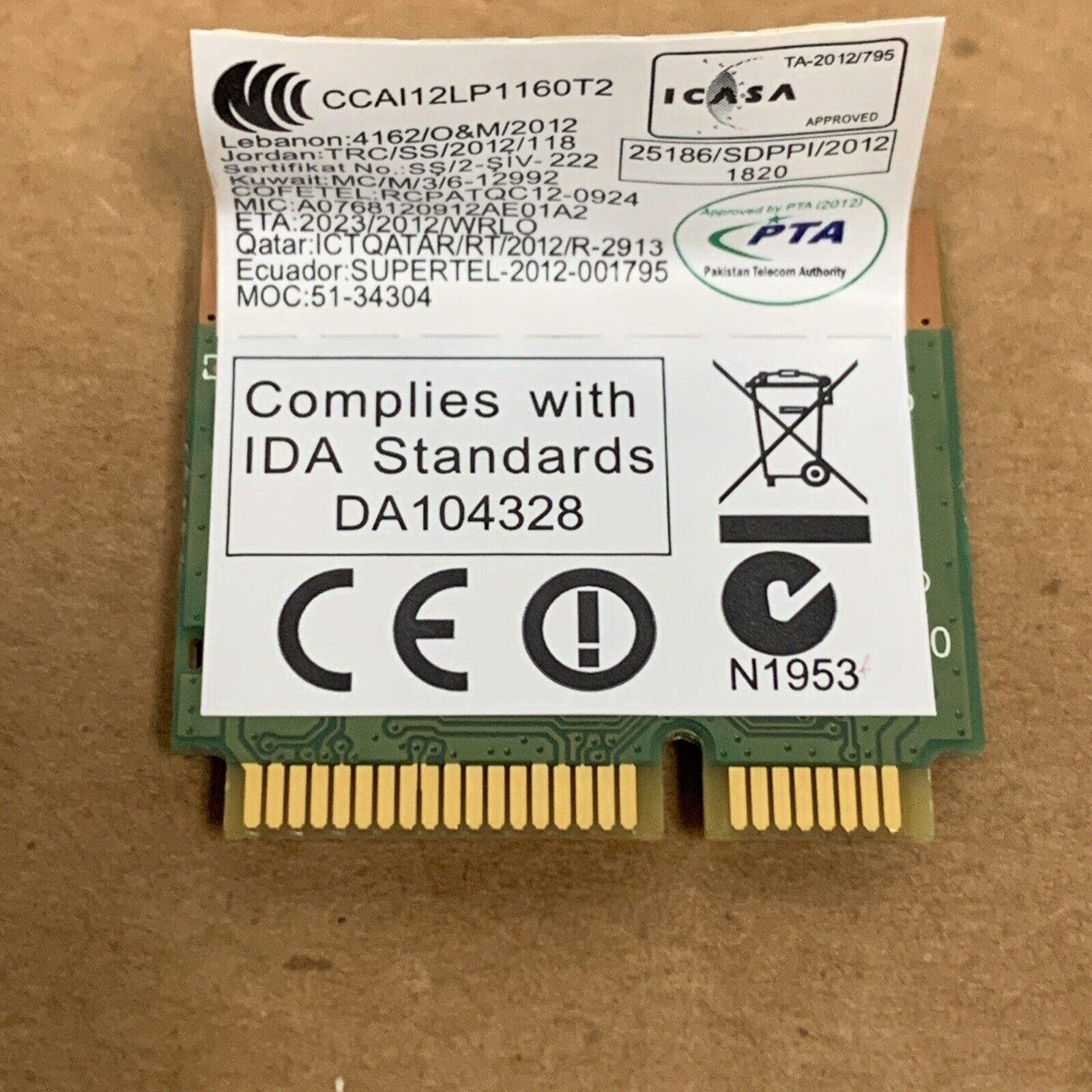 Lenovo IdeaPad QCWB335 Wifi + BT4.0 WCBN612AH-L6 Wireless LAN Network Card used