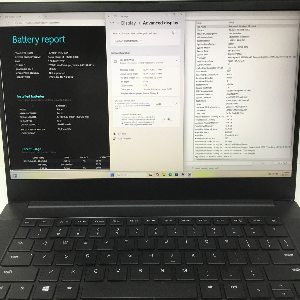 RZ09-0370AE23 Razer Blade 14 RTX 3060 Ryzen 5900HX 144hz Gaming Laptop