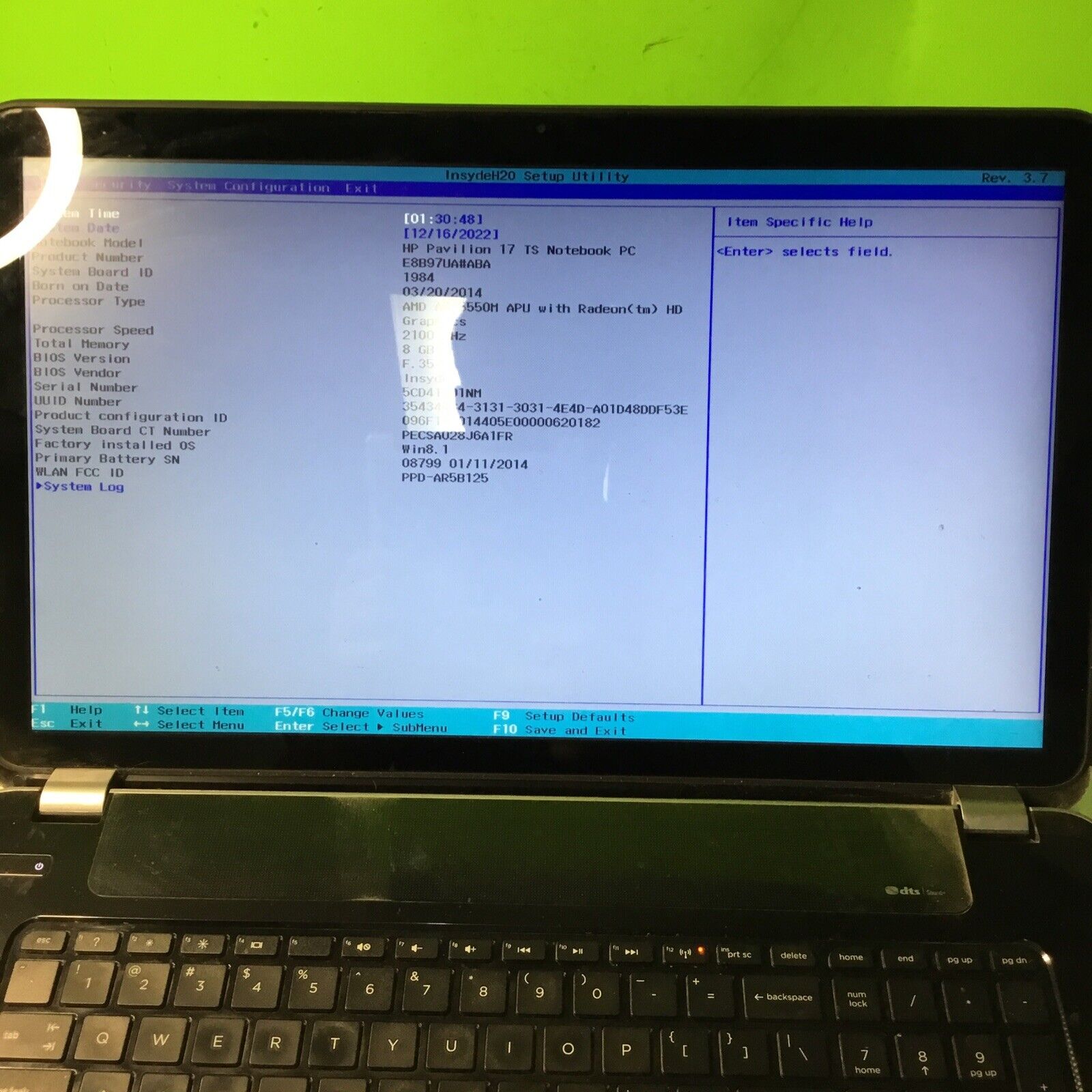 HP pavilion 17 TS AMD A8-5550M Notebook PC 8GB ram Touchscreen {CC}