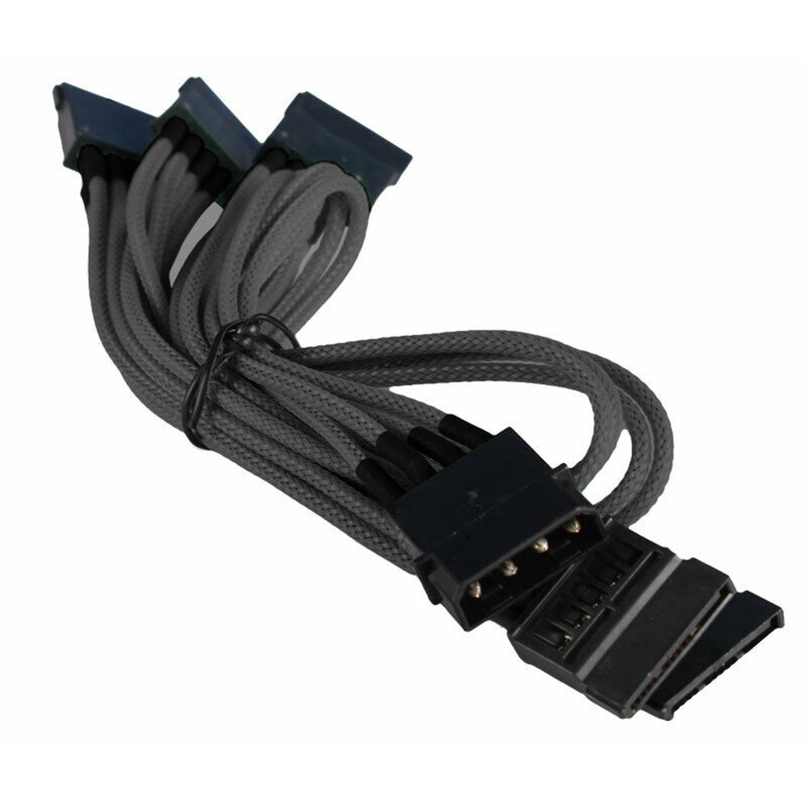 4-Pin LP4 to 5x SATA PC Power Adapter Cable - Braided - Black