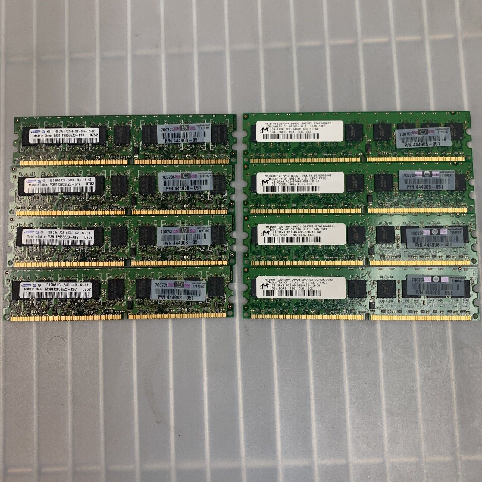 Lot Of 8 x HP 444908-051 1GB PC2-6400E DDR2 ECC RAM Server Memory