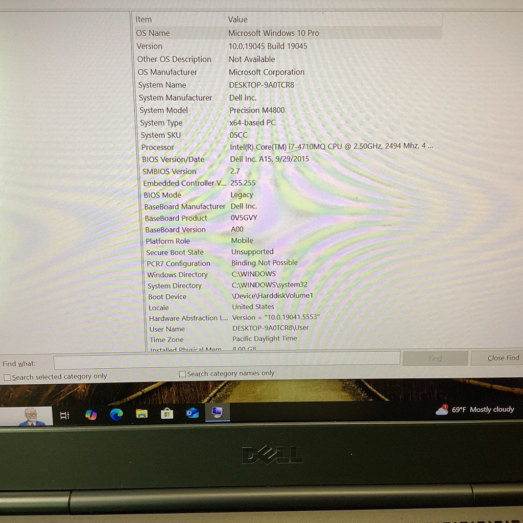 Dell Precision M4800 15.6" Laptop Intel i7-4710MQ 2.50GHz 8GB RAM W10 Pro