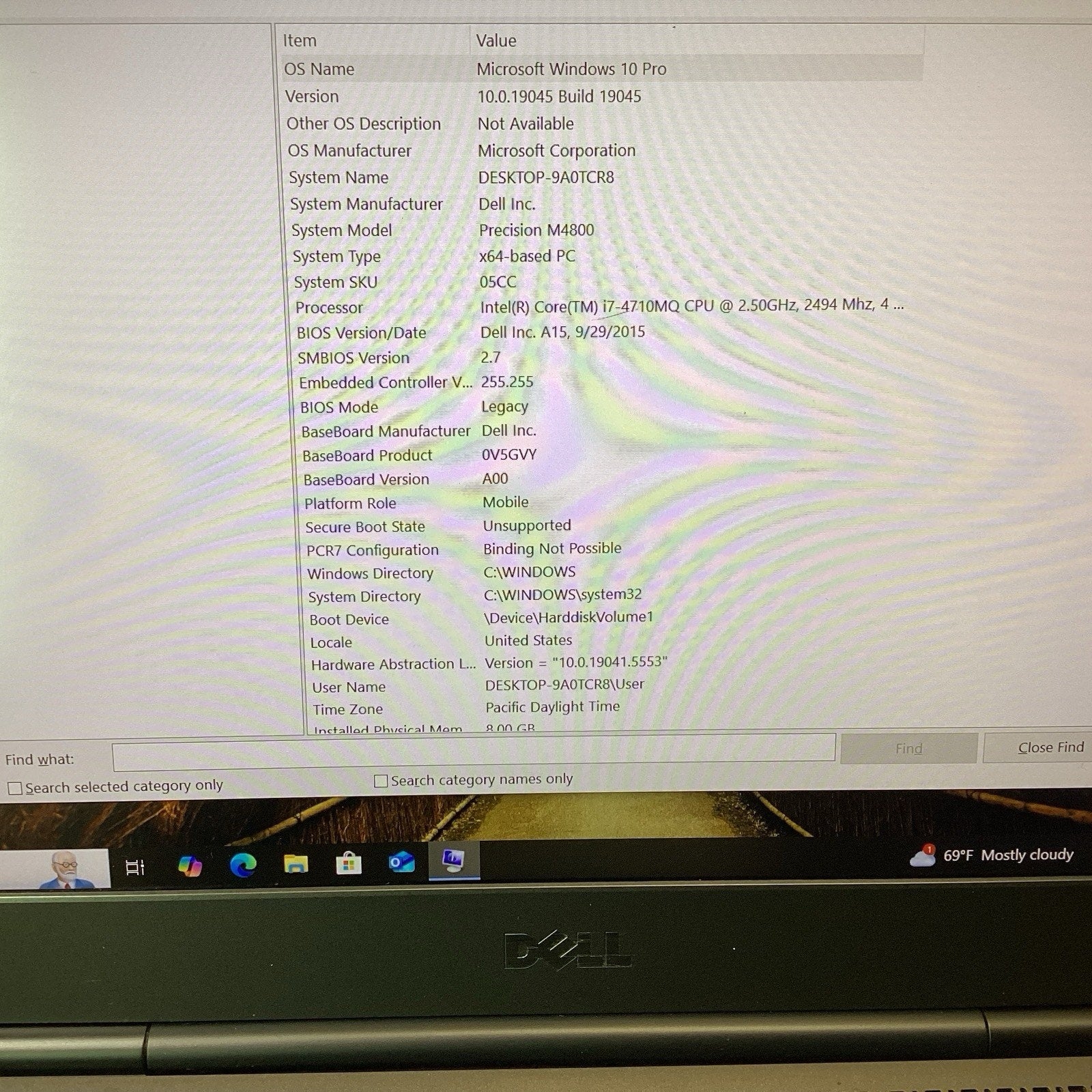 Dell Precision M4800 15.6" Laptop Intel i7-4710MQ 2.50GHz 8GB RAM W10 Pro