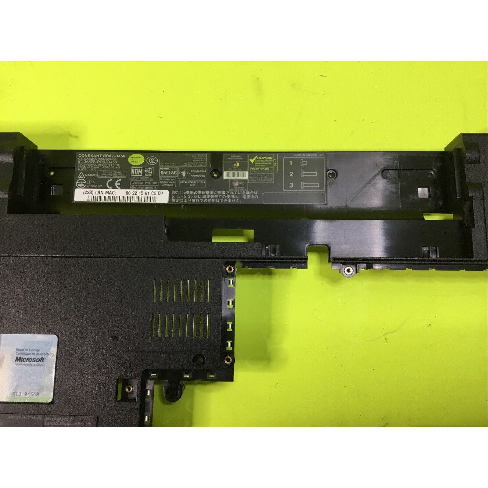 Lenovo SL500 2746 Genuine Bottom Base Case 45N5599 13N0-5FA0E01 43Y9706 GRADE A