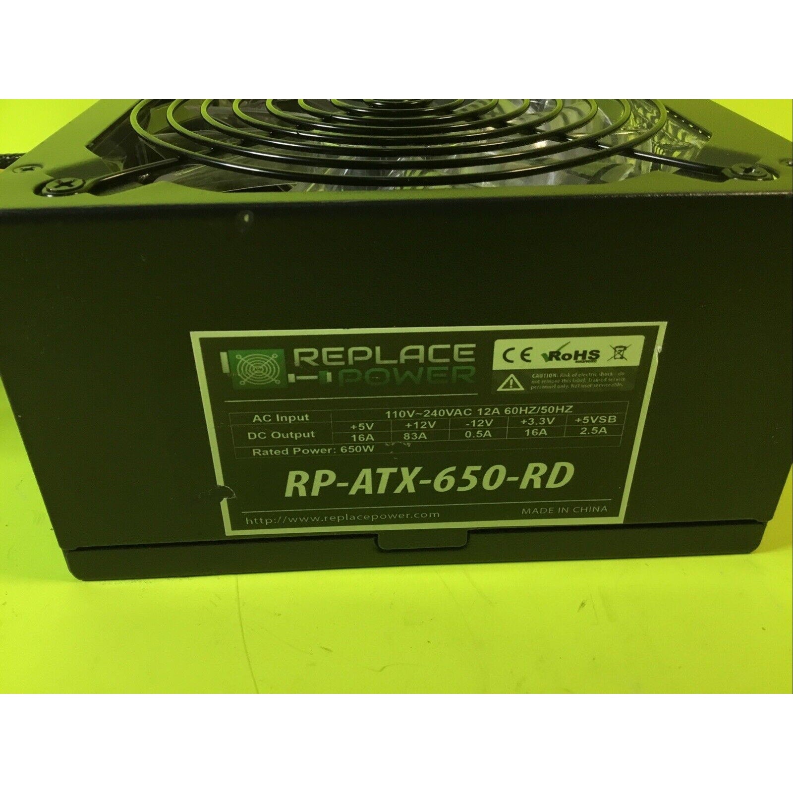 Replace Red LED Power Supply RP-ATX-650W-GN 650W ATX Power Supply