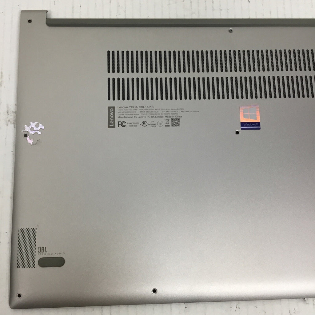 Lenovo Yoga 15.6" 730-15IKB OEM Bottom Case Silver AM27G000D10