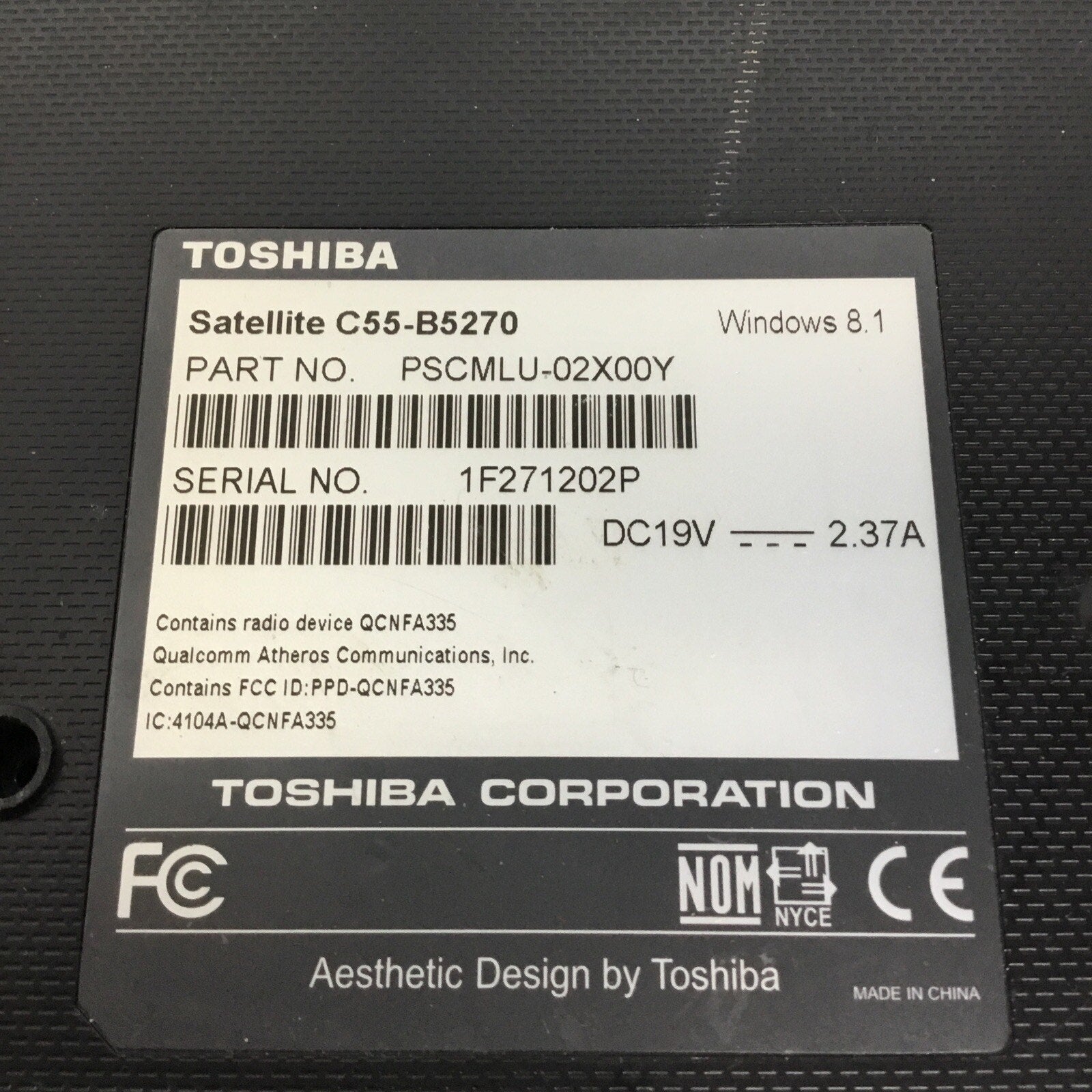 Toshiba C55-B5270 Laptop FOR PARTS READ DESC