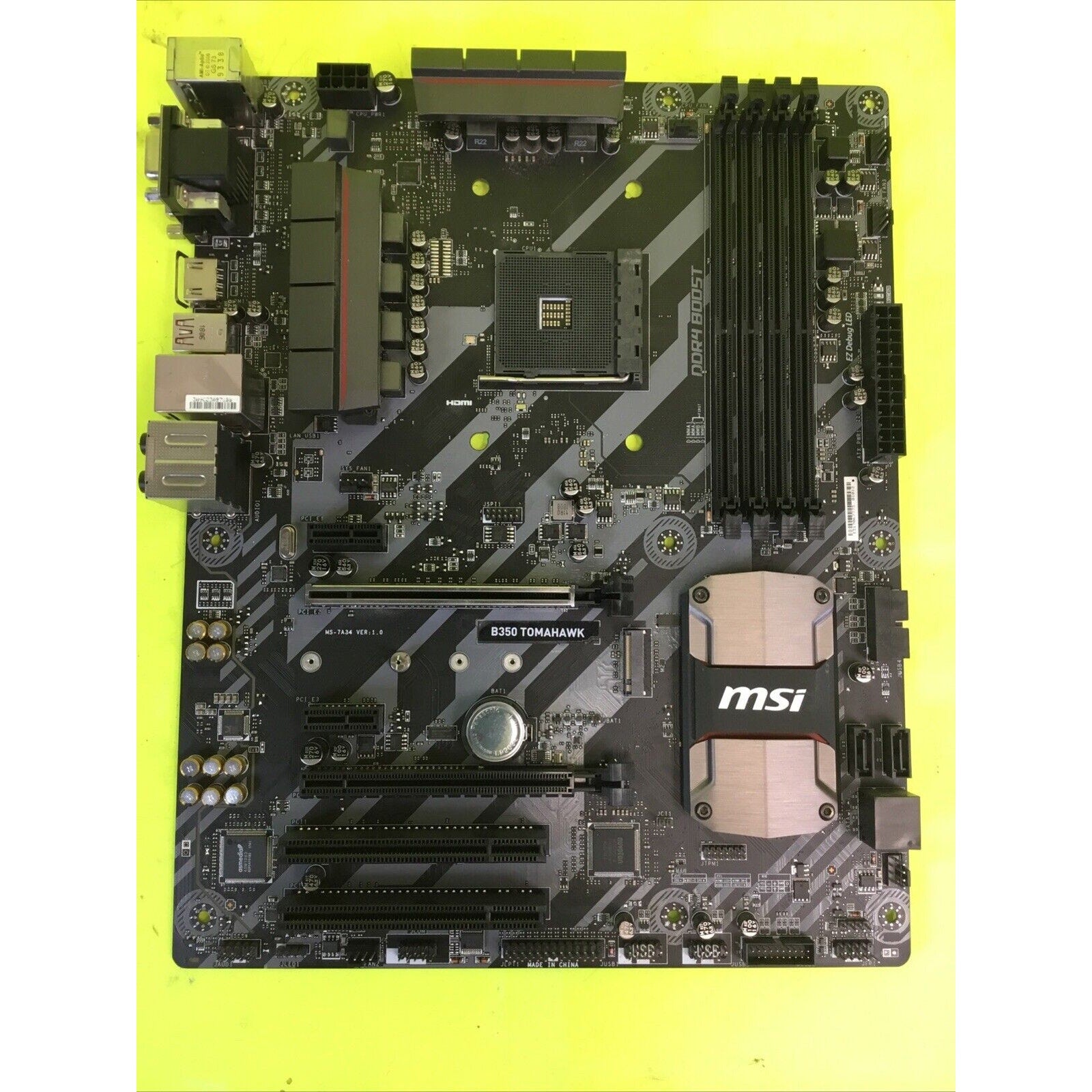 MSI B350 TOMAHAWK Socket AM4 AMD B350 ATX Motherboard FOR PARTS or REPAIR