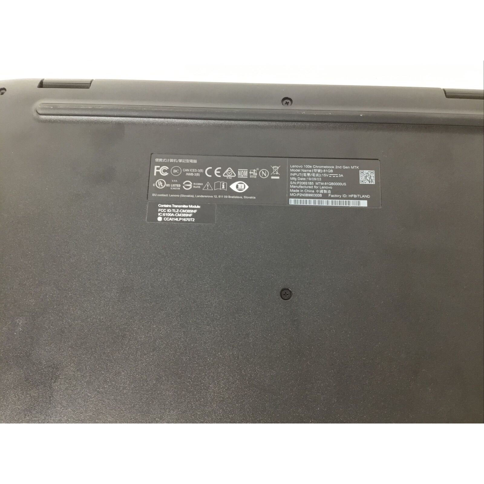 Lenovo 100e Chromebook MTK 81QB 11.6" MediaTek 8173C 2.10GHz 4GB RAM 16GB