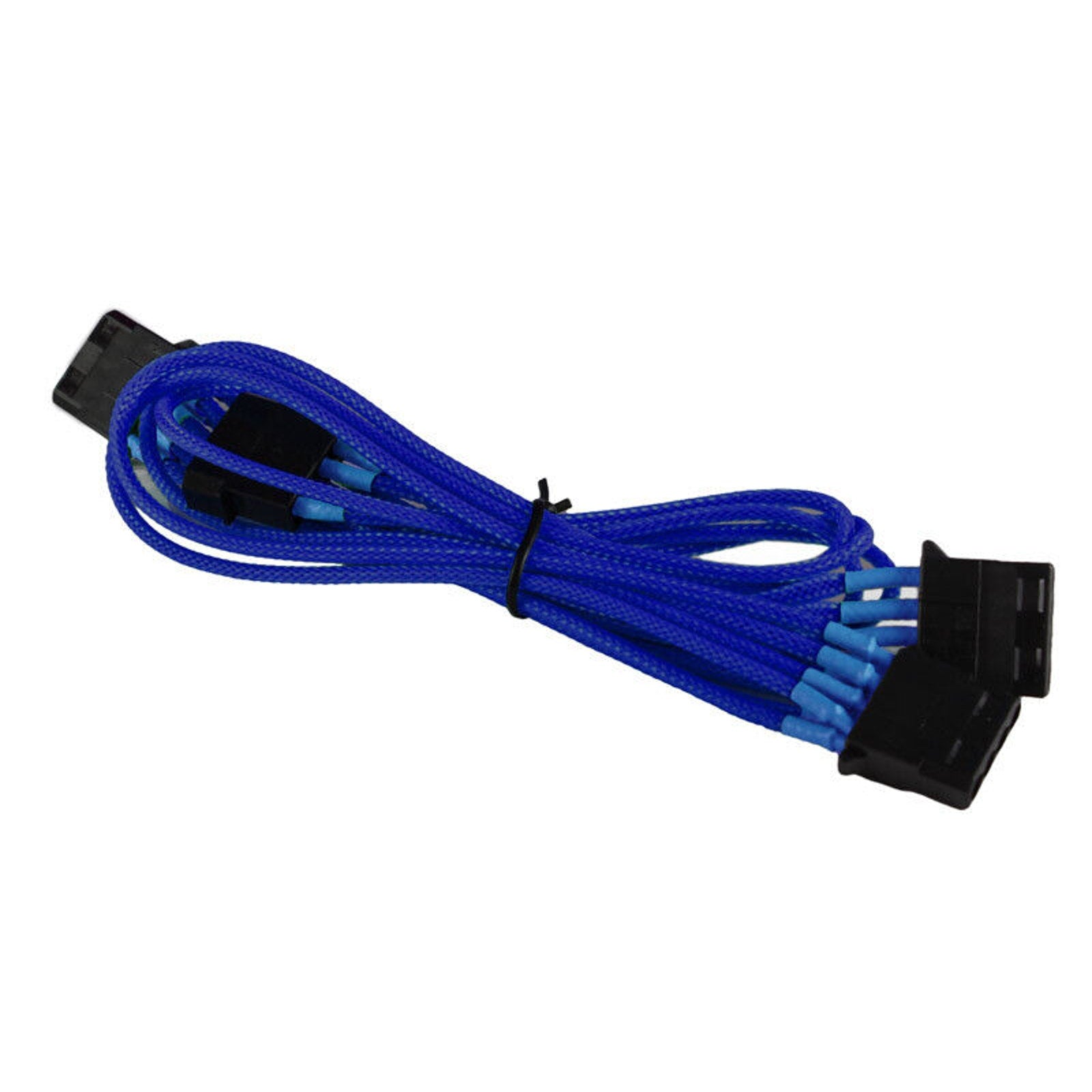 4-pin LP4 to 3x 4-pin LP4 PC Power Splitter - Premium Braided - Blue
