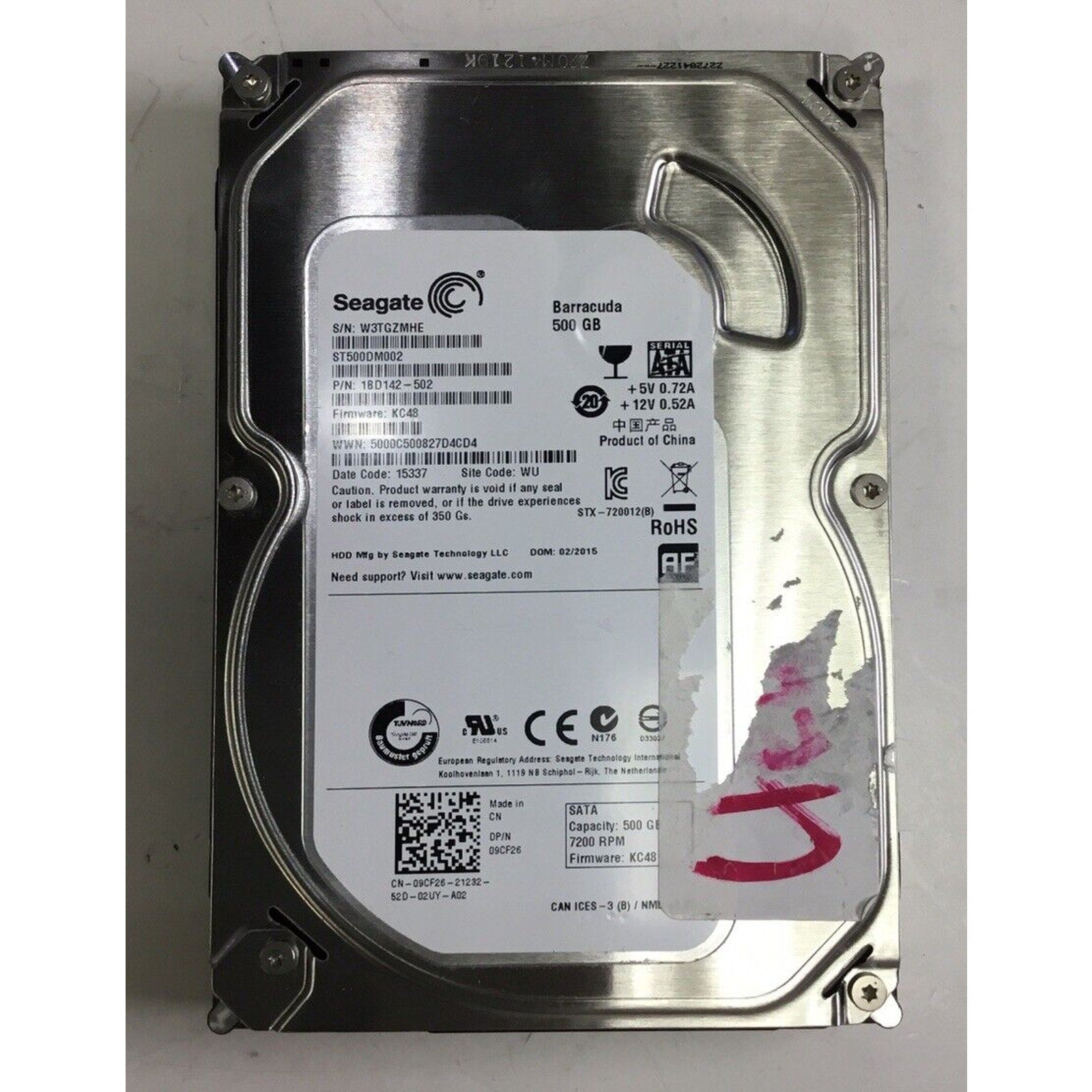 Seagate Barracuda 500GB Internal 7200RPM 3.5" (ST500DM002) Hard Drive
