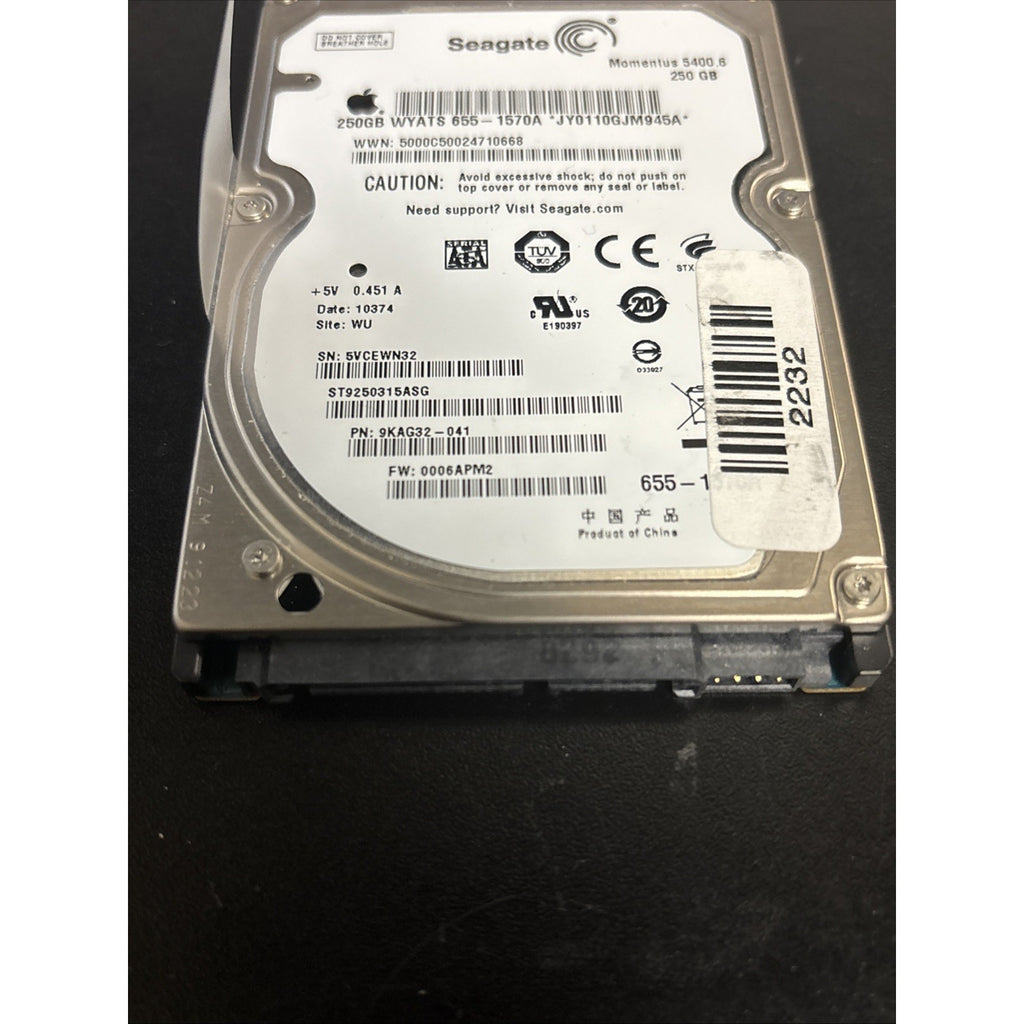 Seagate Momentus 5400.6 250GB LAPTOP PC Apple Hard Drive ST9250315ASG Free Ship