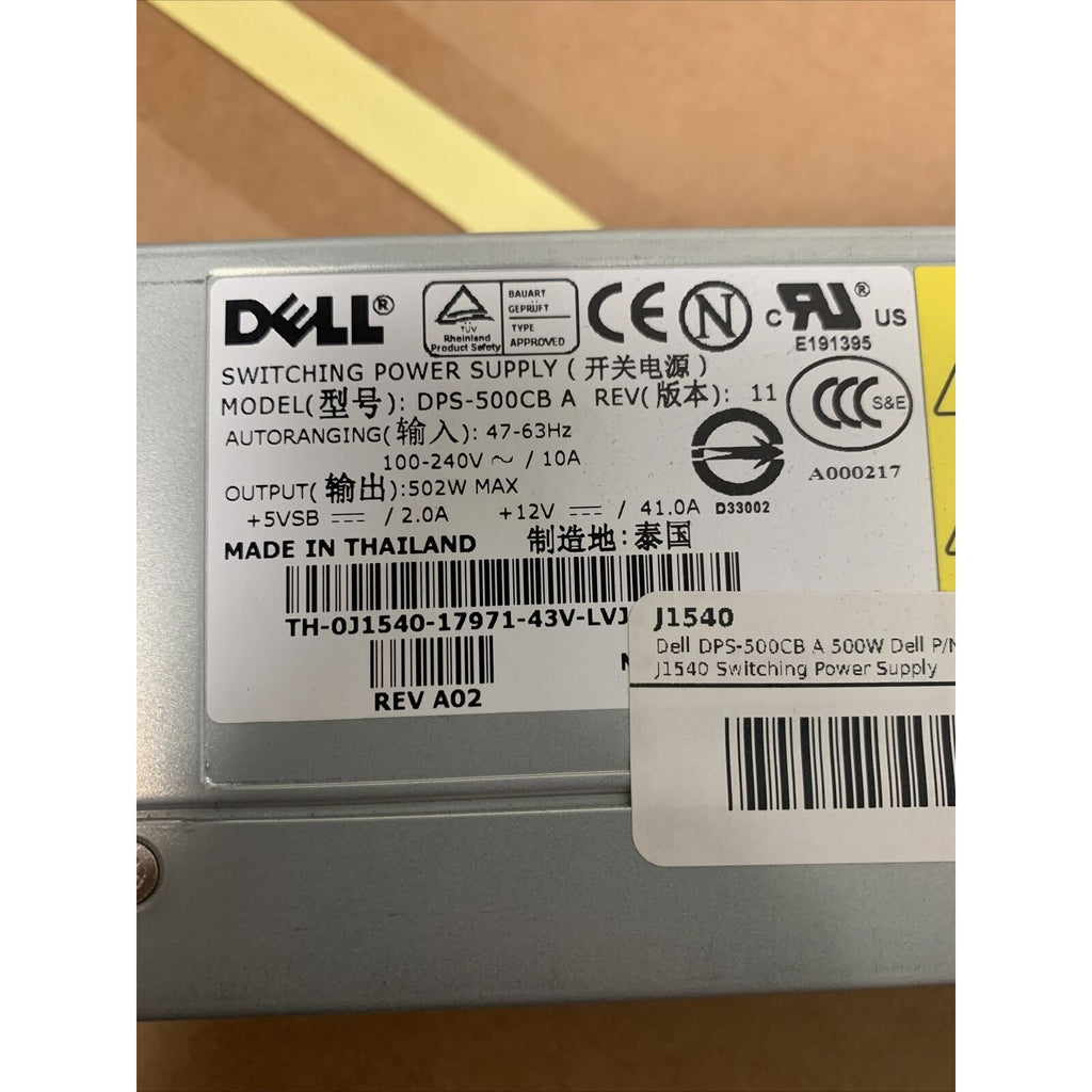 Dell J1540 DELL POWEREDGE 500W POWER SUPPLY - DPS-500CB A Rev: A02 0J1550 TESTED