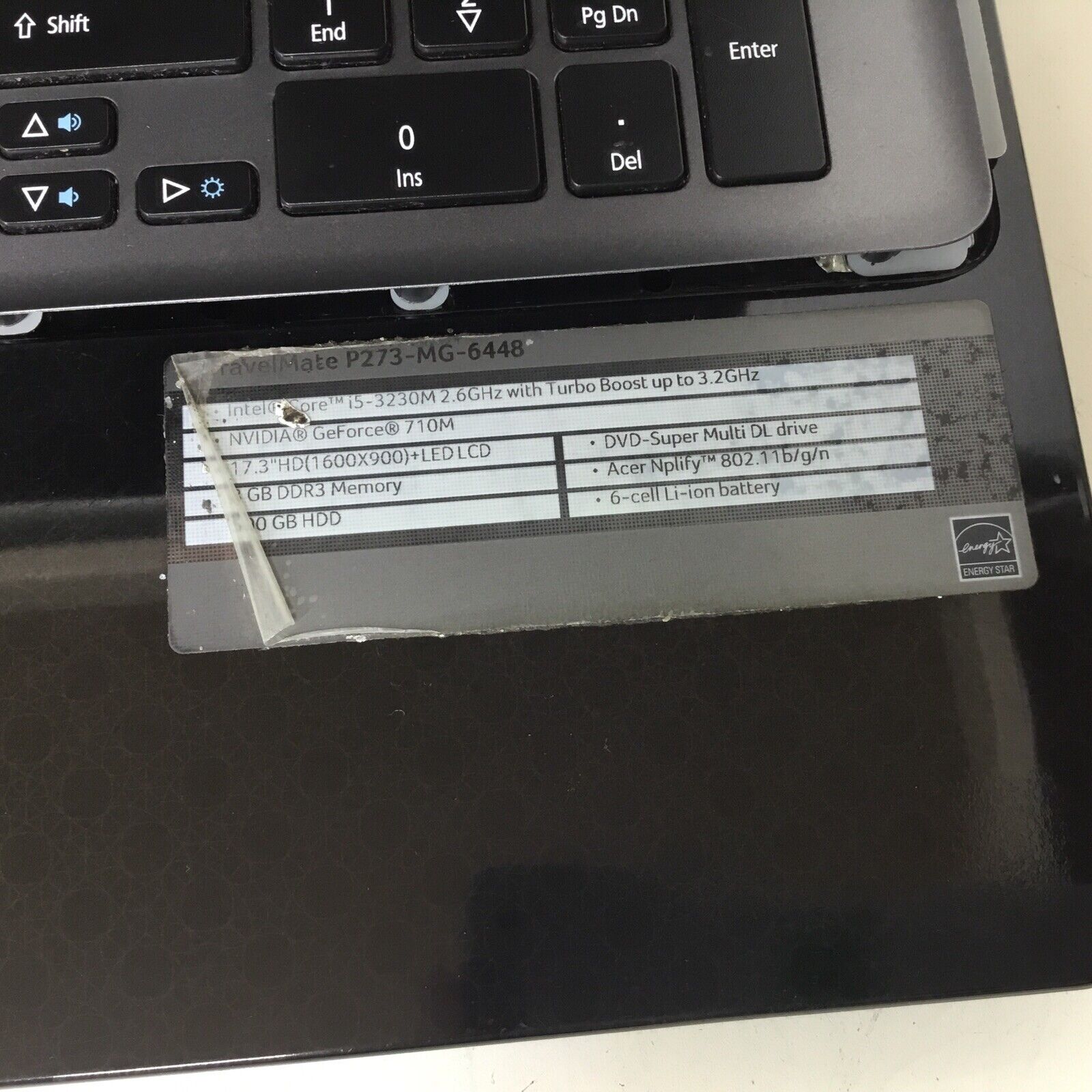 ACER TravelMate TMP273-MG-6448 Intel Core i5-3230M 8Gb DDR3 500GB HDD -For Parts